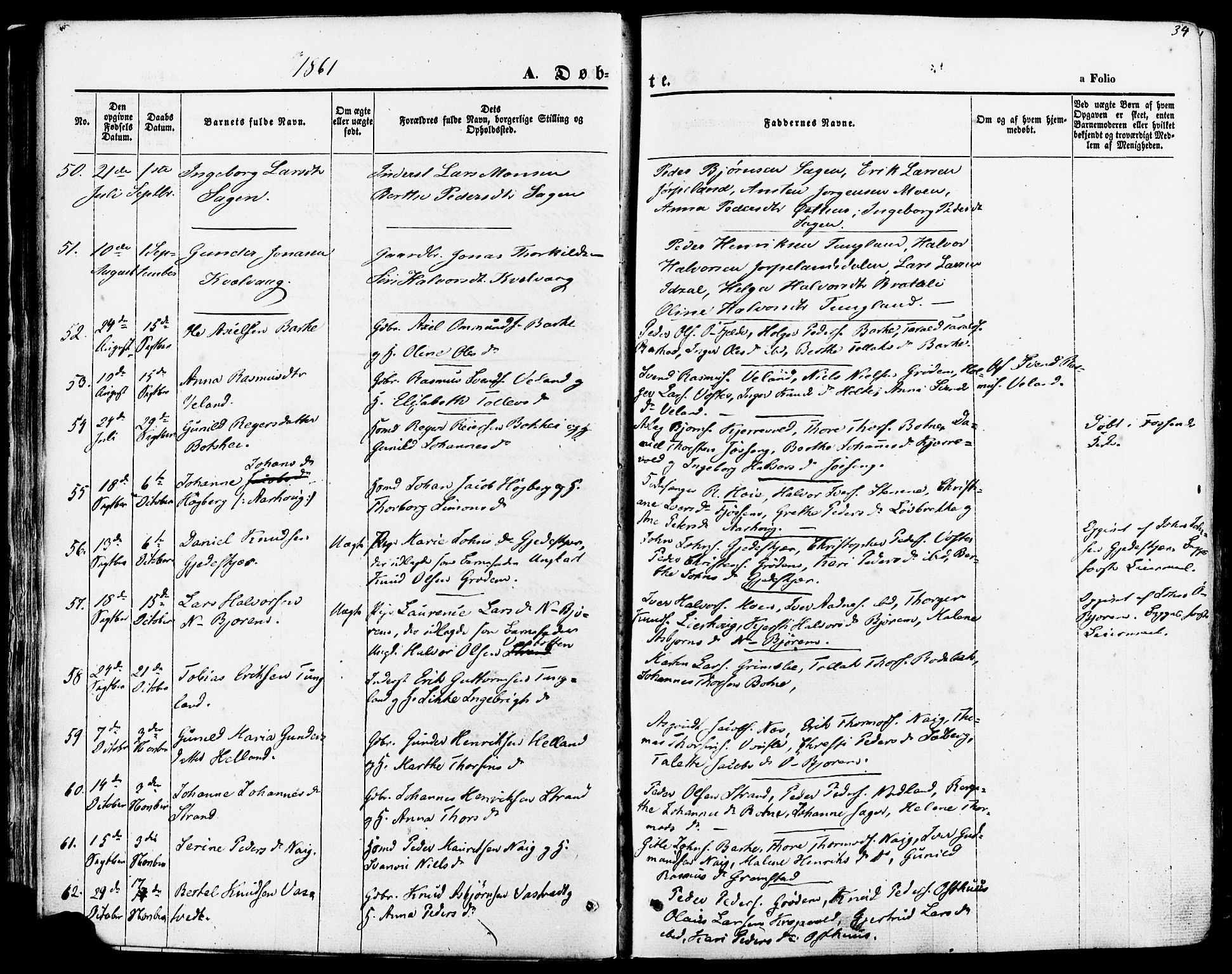 Strand sokneprestkontor, AV/SAST-A-101828/H/Ha/Haa/L0007: Parish register (official) no. A 7, 1855-1881, p. 34