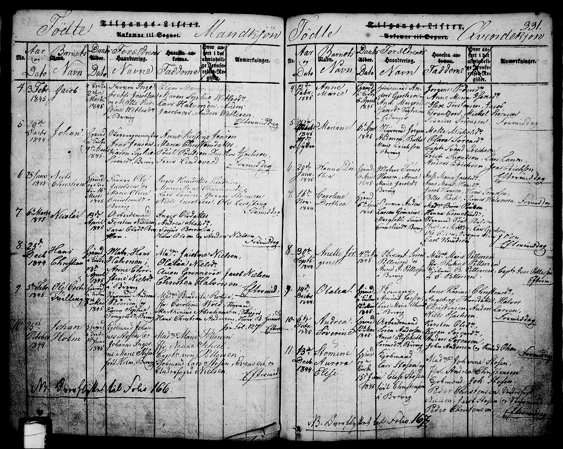 Brevik kirkebøker, SAKO/A-255/G/Ga/L0001: Parish register (copy) no. 1, 1814-1845, p. 331