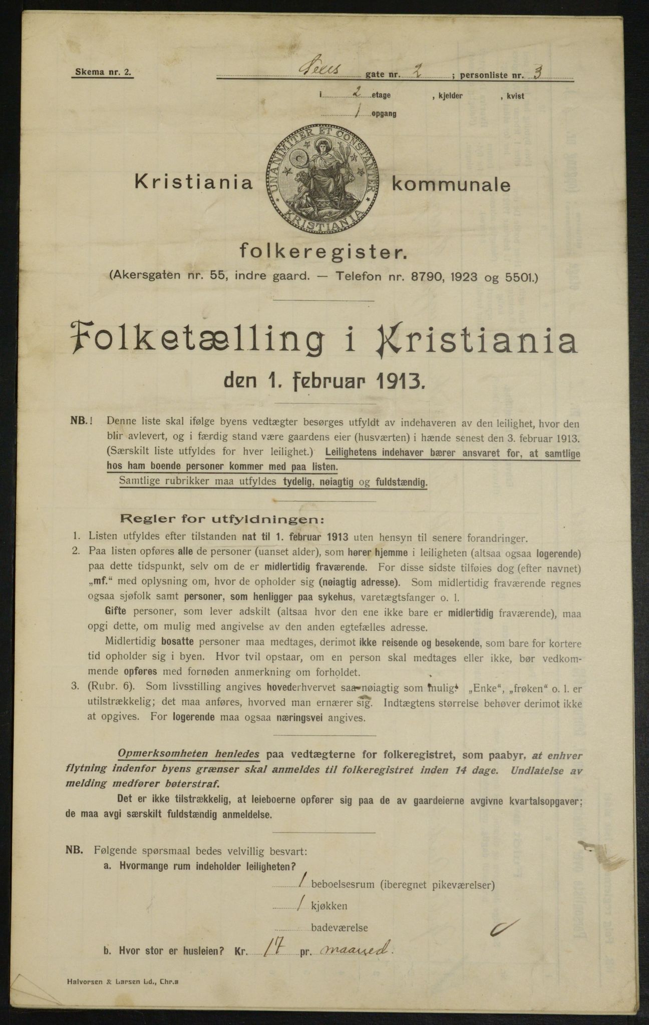 OBA, Municipal Census 1913 for Kristiania, 1913, p. 94601