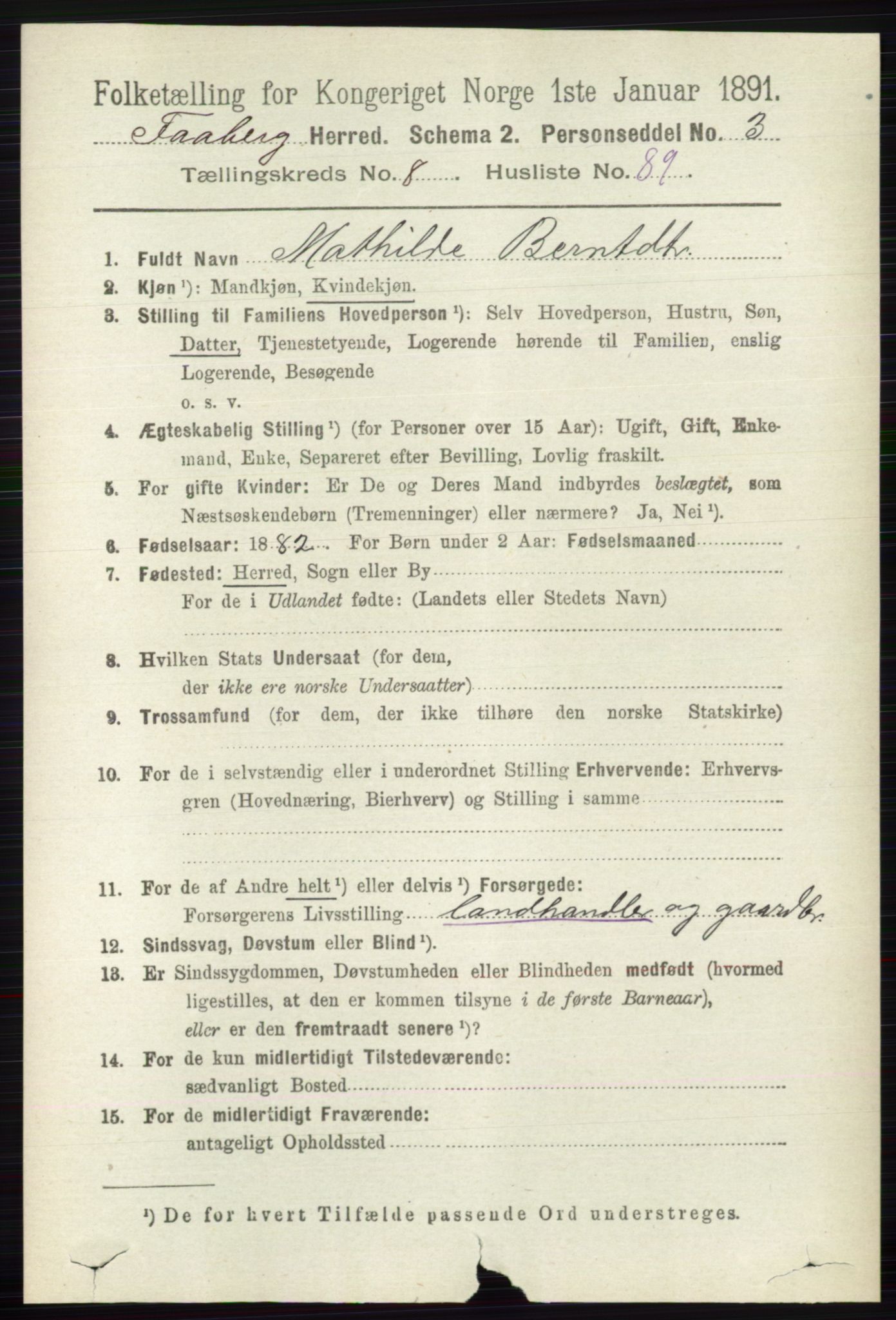 RA, 1891 census for 0524 Fåberg, 1891, p. 3836