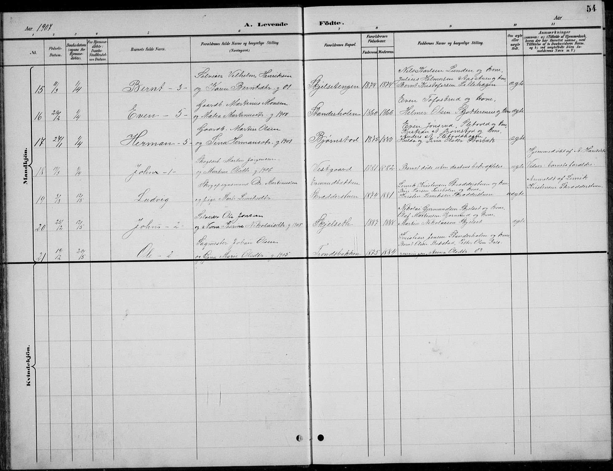 Romedal prestekontor, AV/SAH-PREST-004/L/L0013: Parish register (copy) no. 13, 1896-1937, p. 54