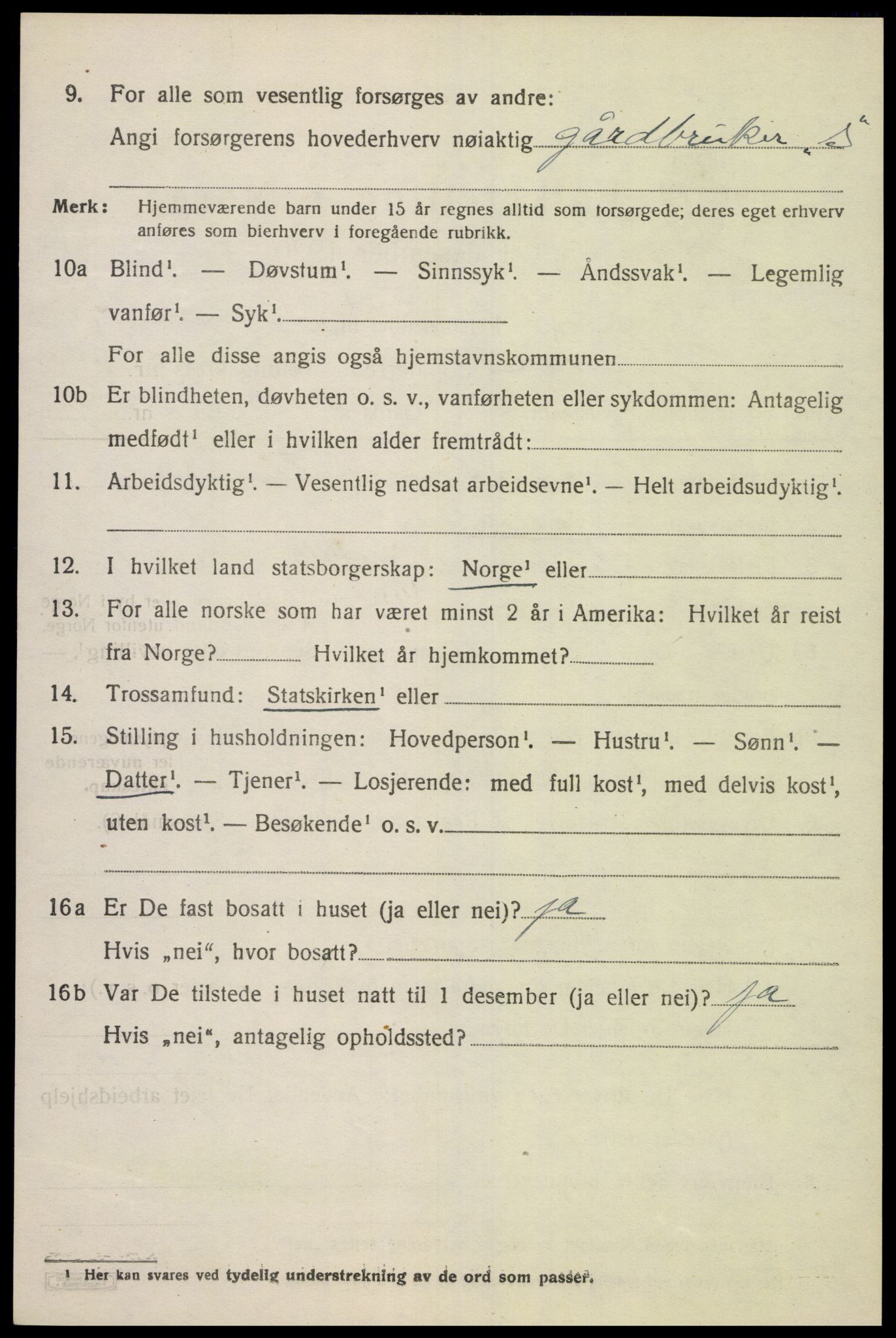 SAK, 1920 census for Lyngdal, 1920, p. 1566