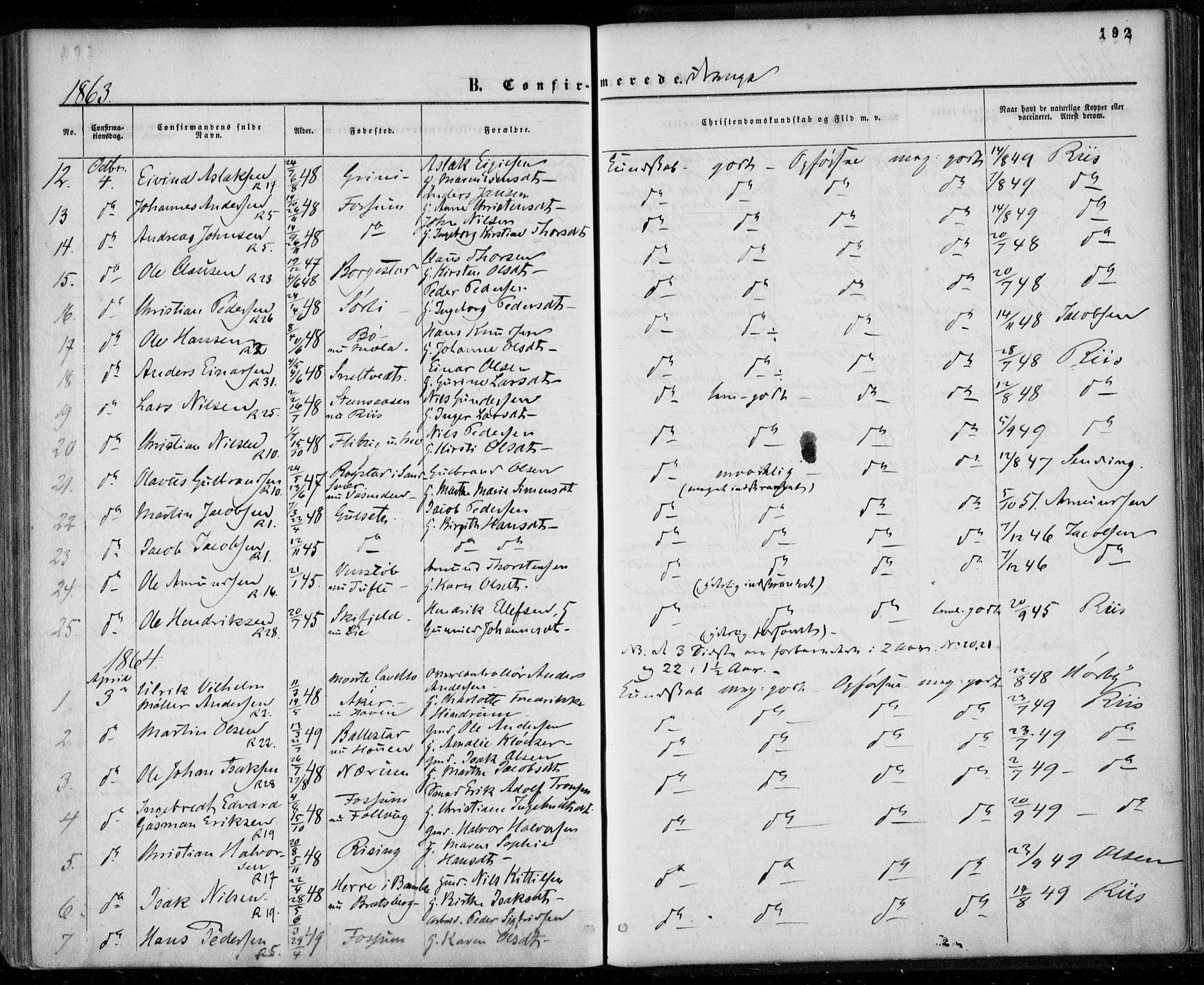 Gjerpen kirkebøker, AV/SAKO-A-265/F/Fa/L0008a: Parish register (official) no. I 8A, 1857-1871, p. 192