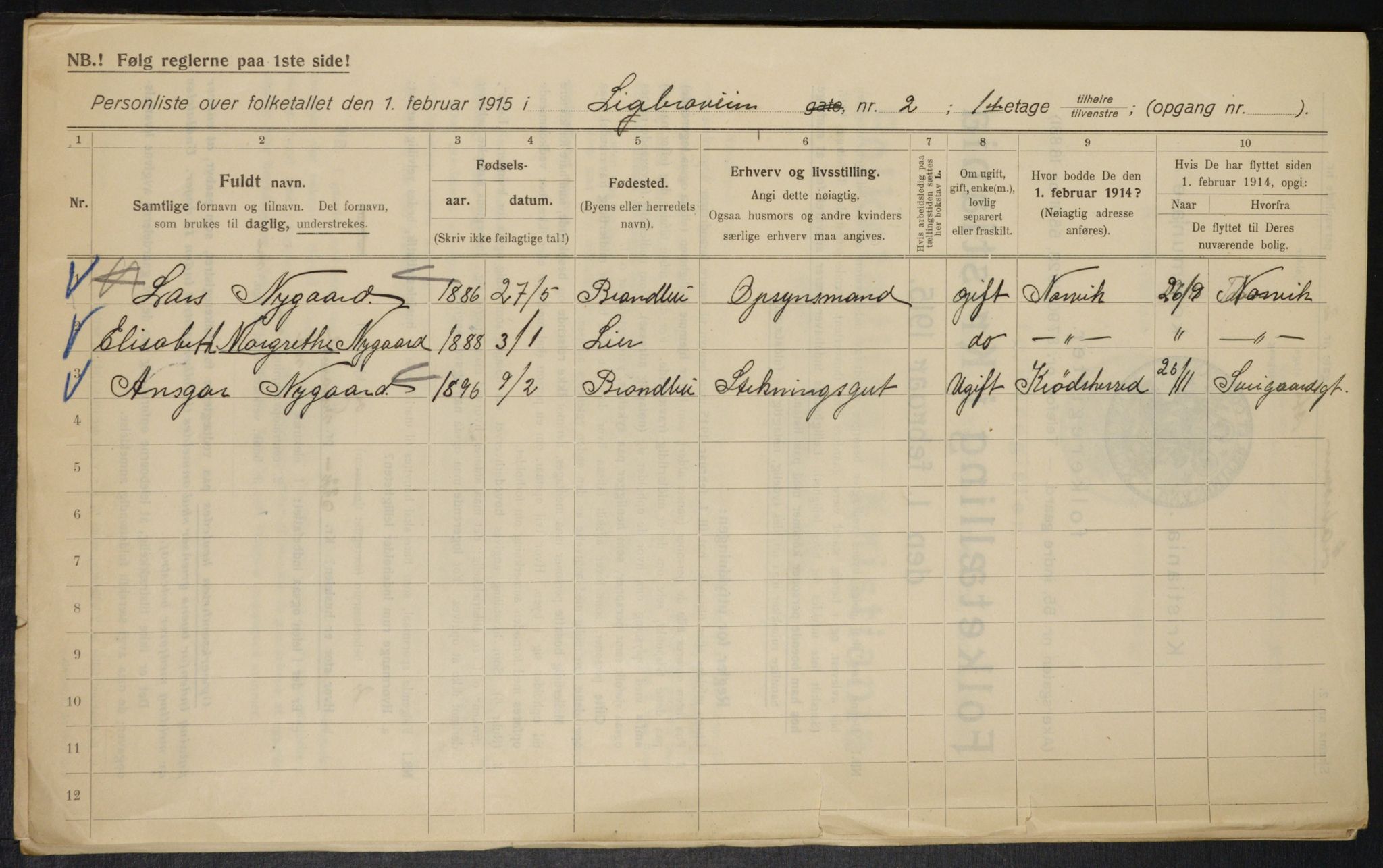 OBA, Municipal Census 1915 for Kristiania, 1915, p. 57286