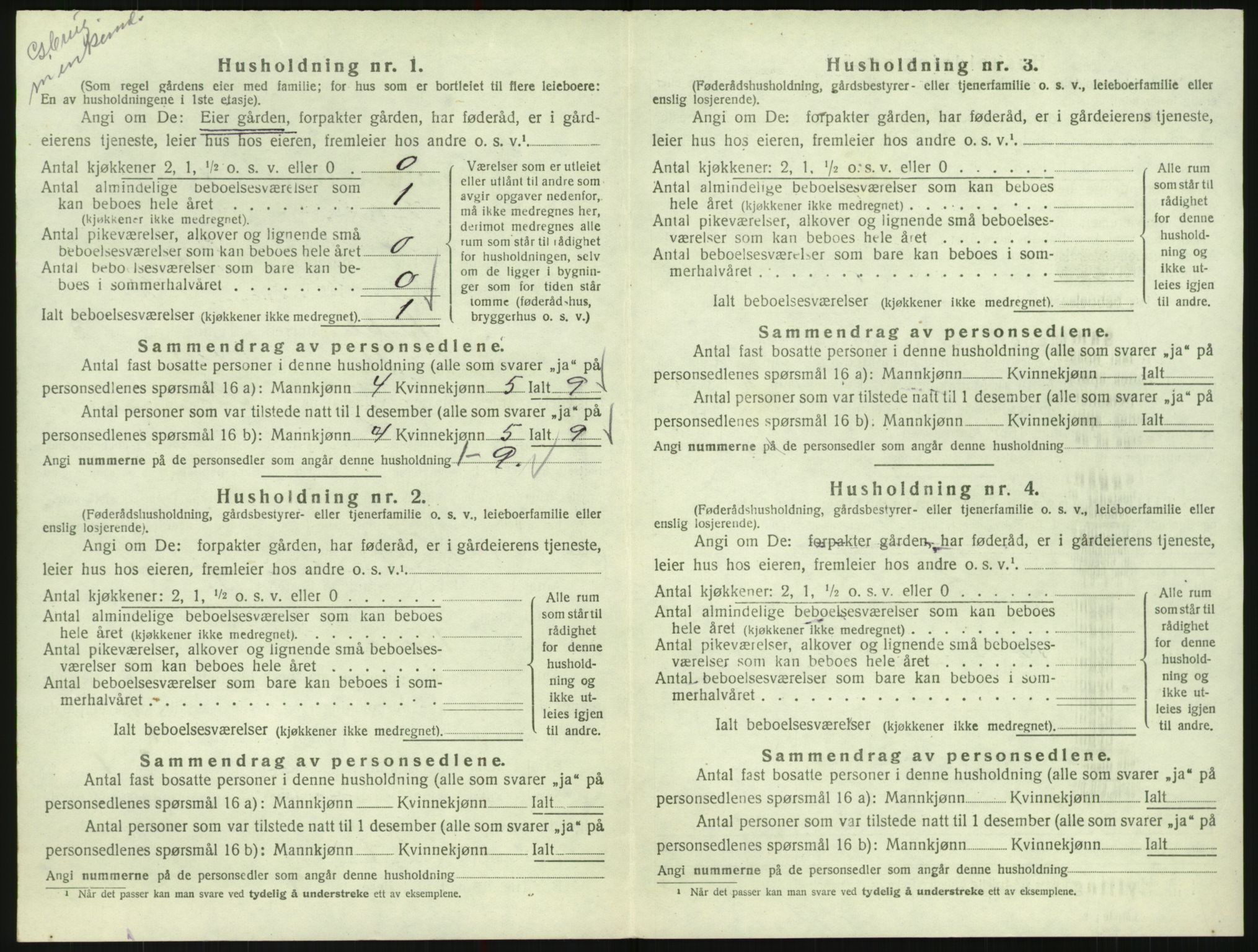 SAK, 1920 census for Bykle, 1920, p. 152