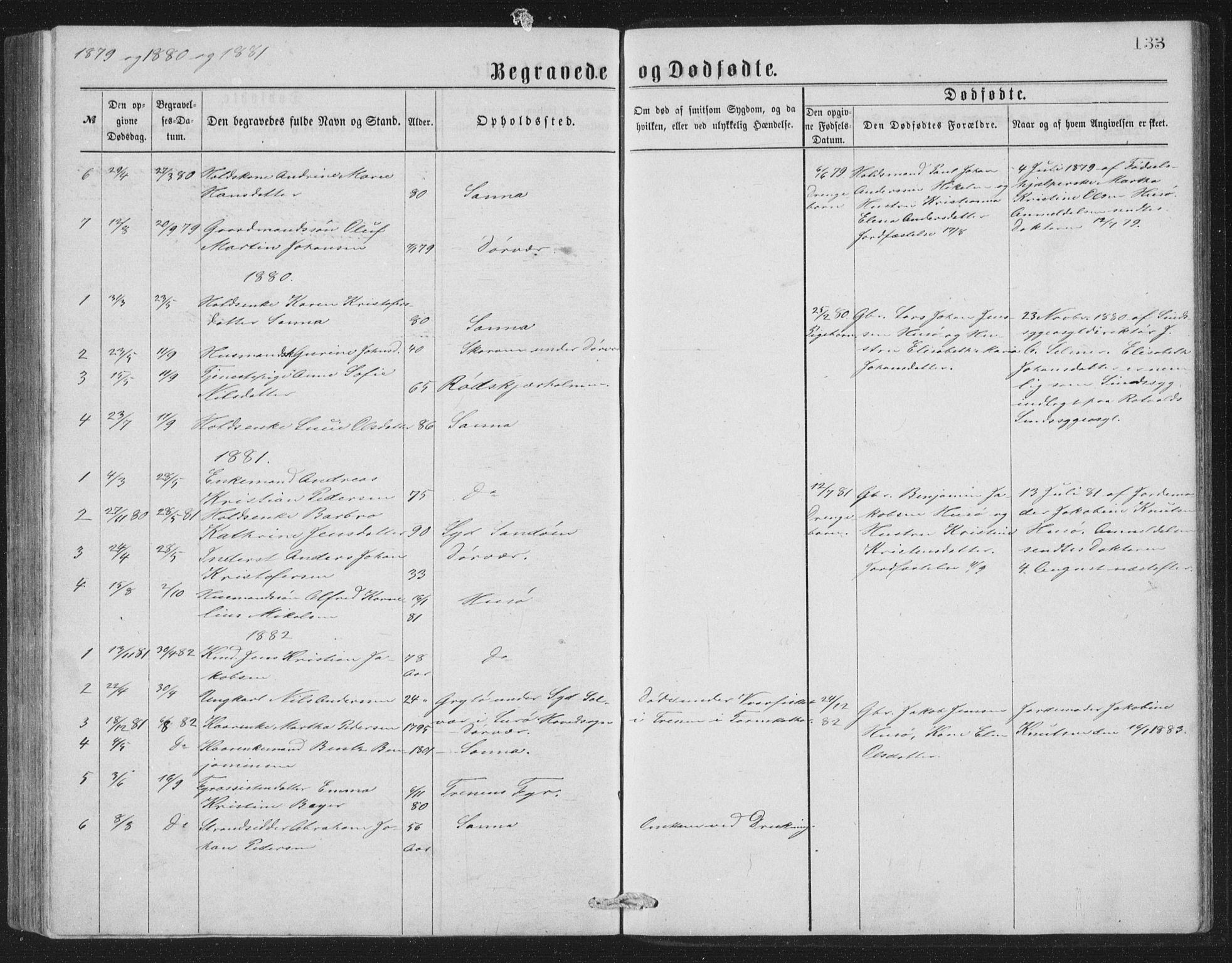 Ministerialprotokoller, klokkerbøker og fødselsregistre - Nordland, AV/SAT-A-1459/840/L0582: Parish register (copy) no. 840C02, 1874-1900, p. 133