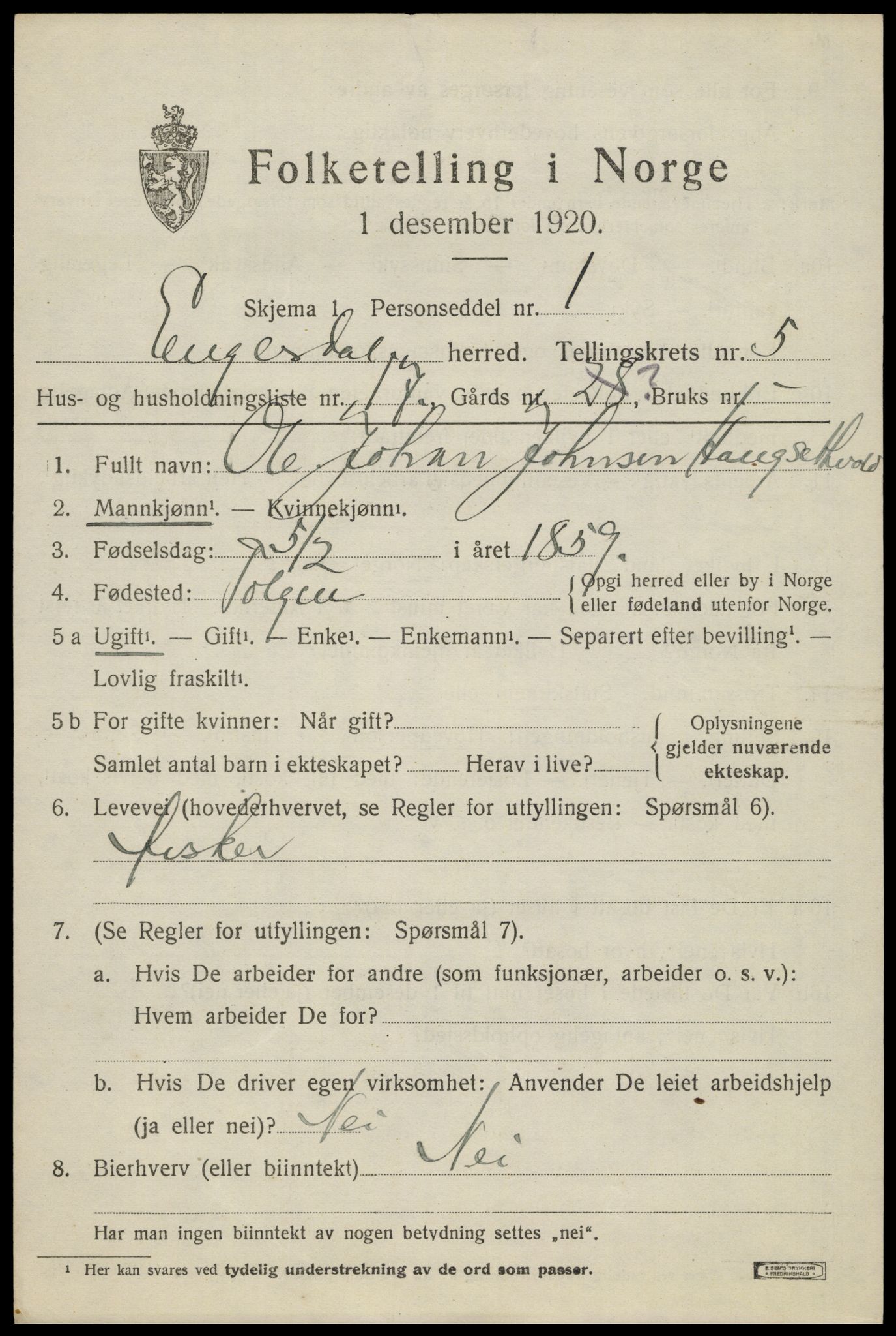 SAH, 1920 census for Engerdal, 1920, p. 2747