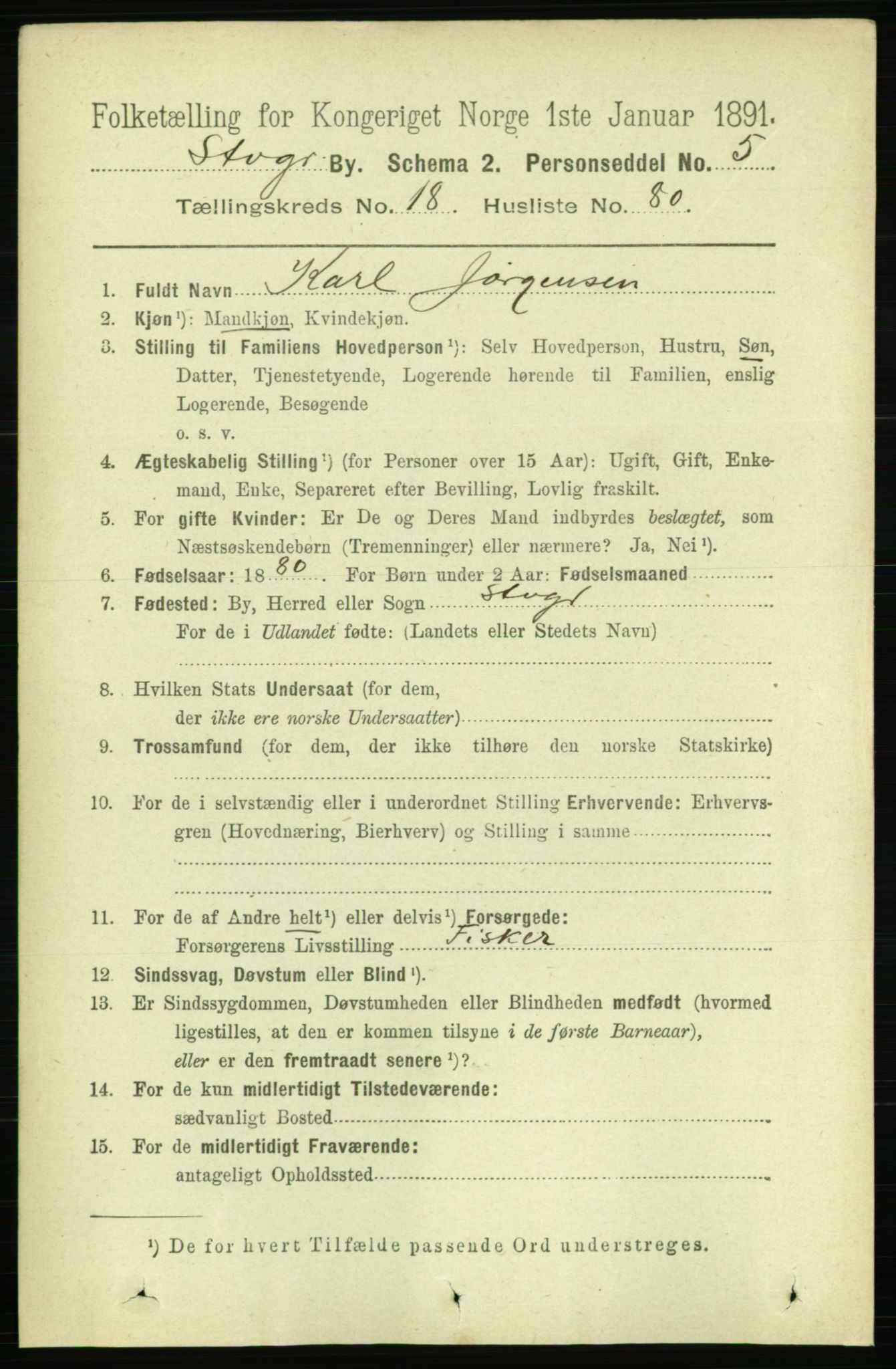 RA, 1891 census for 1103 Stavanger, 1891, p. 22381