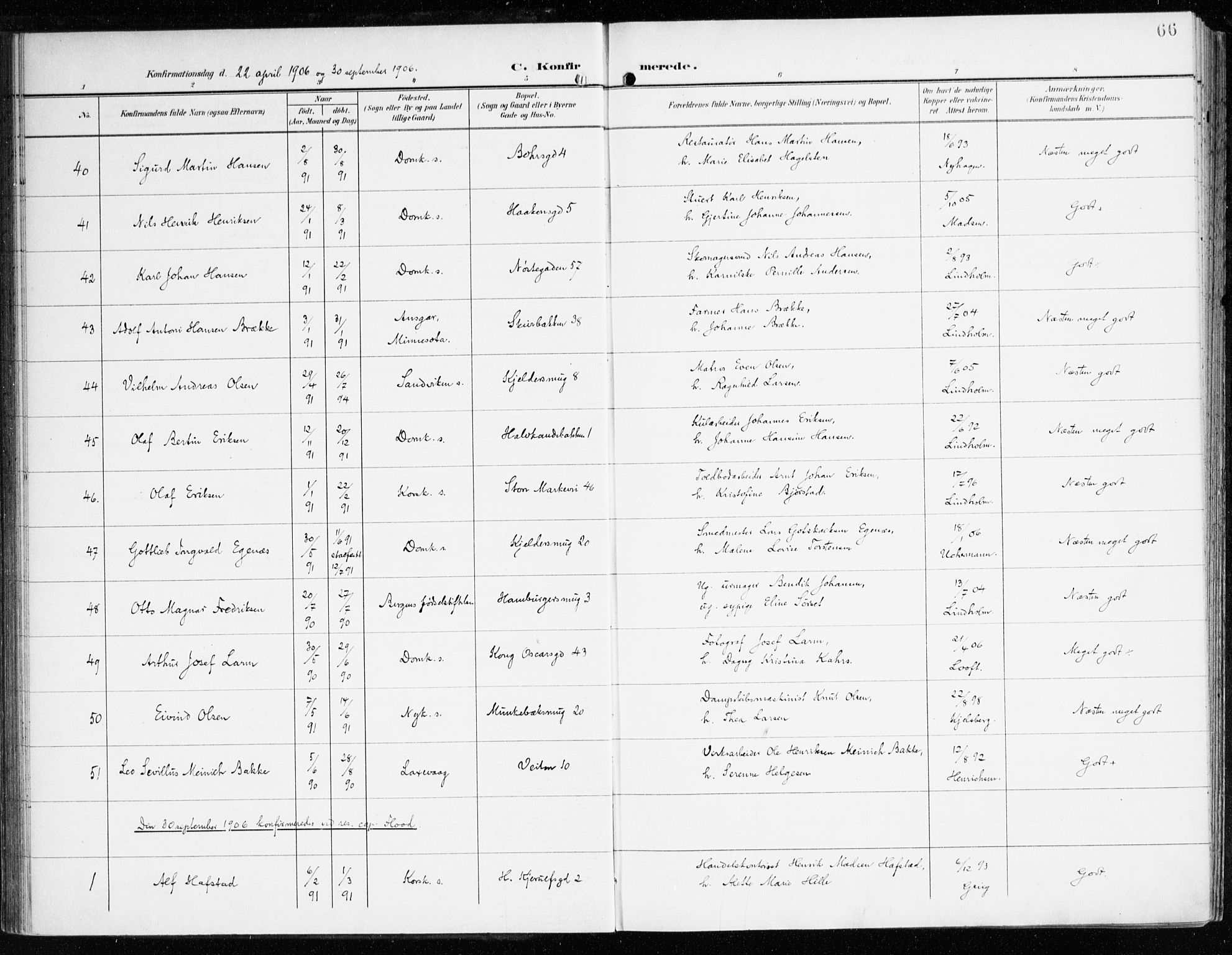 Domkirken sokneprestembete, AV/SAB-A-74801/H/Haa/L0031: Parish register (official) no. C 6, 1898-1915, p. 66