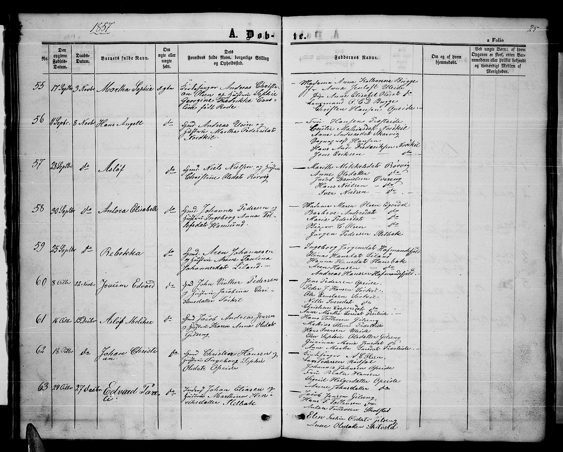 Ministerialprotokoller, klokkerbøker og fødselsregistre - Nordland, AV/SAT-A-1459/859/L0857: Parish register (copy) no. 859C03, 1854-1873, p. 25