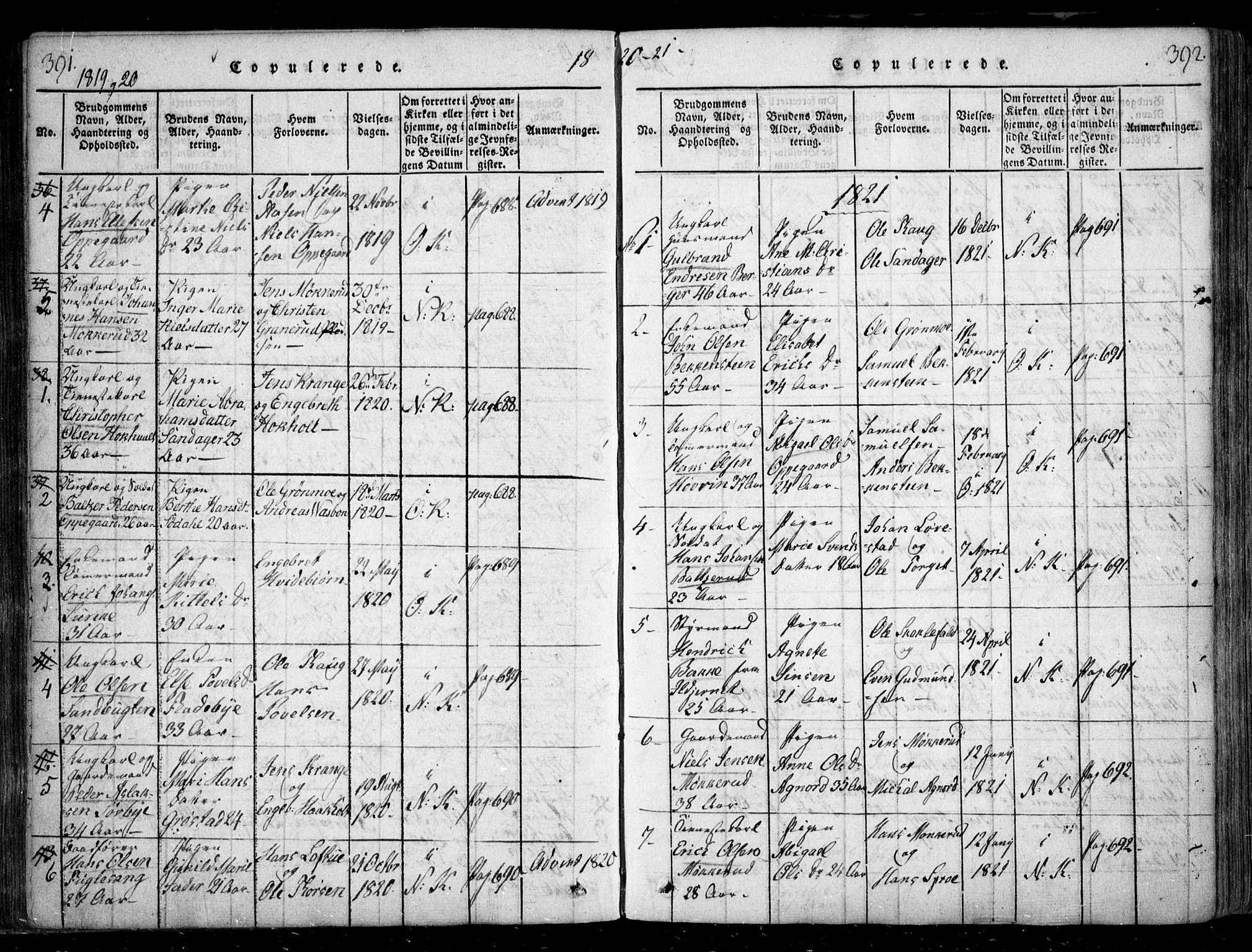 Nesodden prestekontor Kirkebøker, SAO/A-10013/F/Fa/L0006: Parish register (official) no. I 6, 1814-1847, p. 391-392