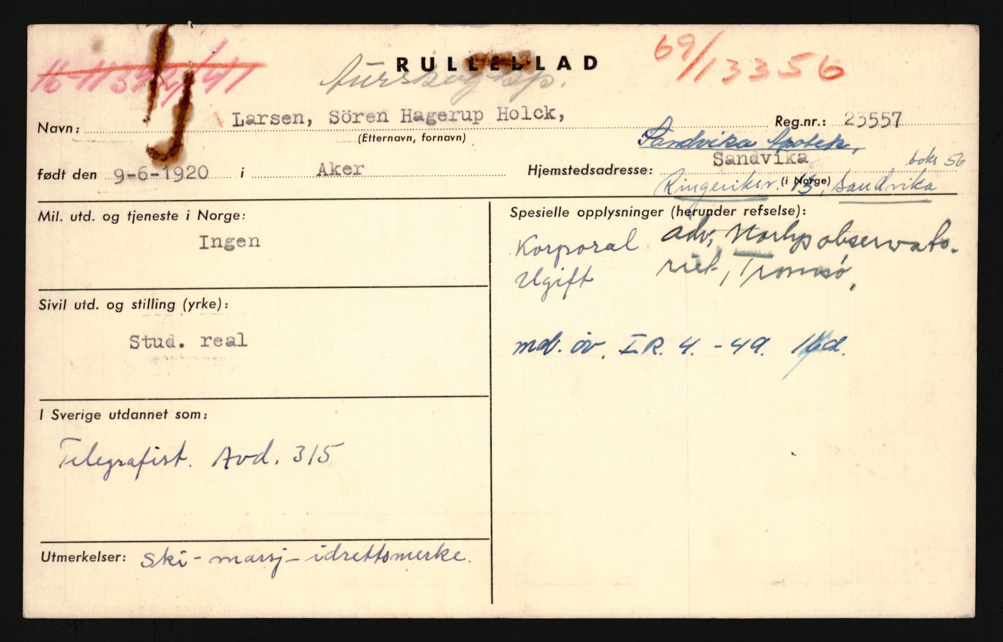 Forsvaret, Troms infanteriregiment nr. 16, AV/RA-RAFA-3146/P/Pa/L0024/0002: Rulleblad / Rulleblad for regimentets menige mannskaper, årsklasse 1941, 1941, p. 270