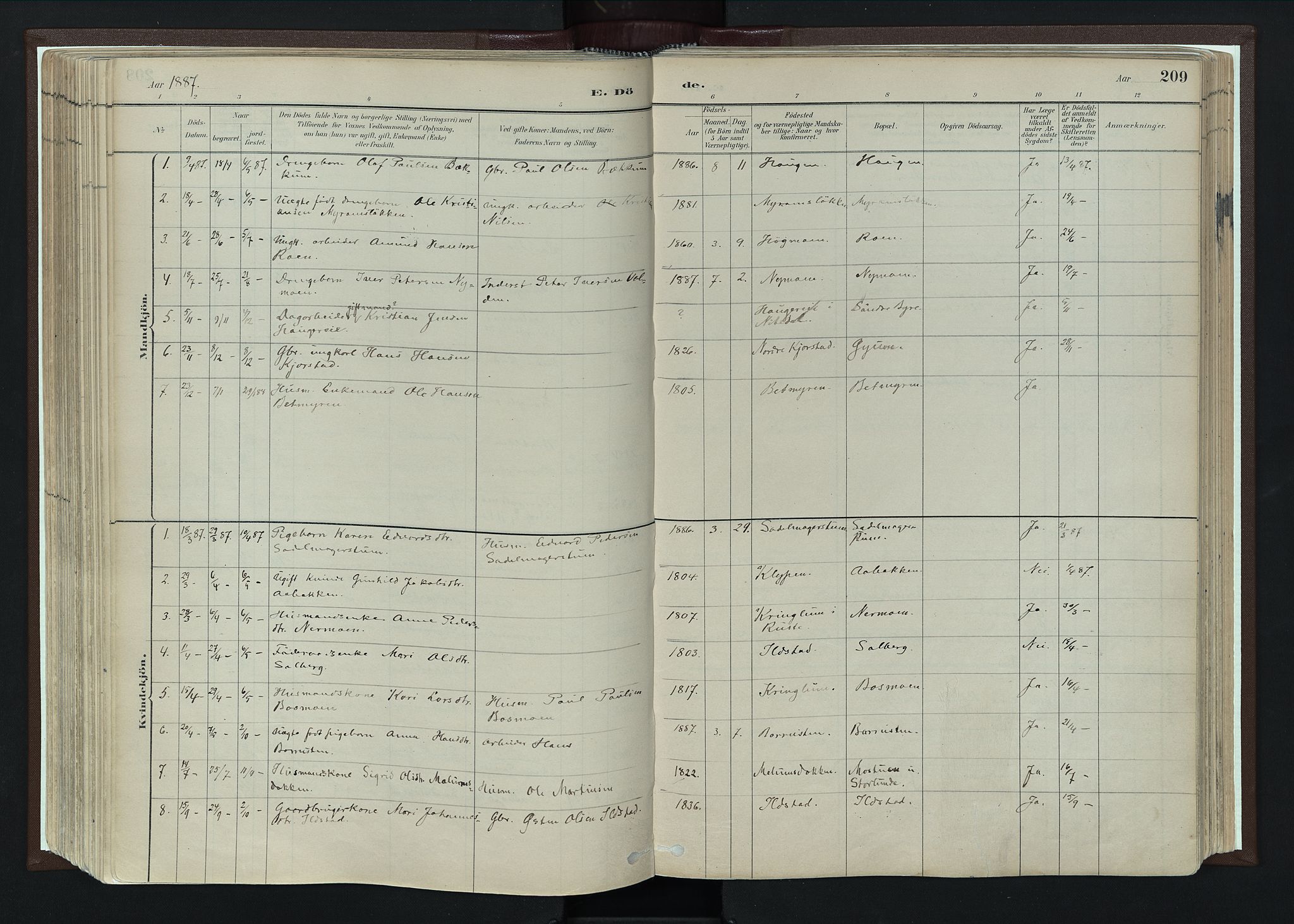 Nord-Fron prestekontor, AV/SAH-PREST-080/H/Ha/Haa/L0004: Parish register (official) no. 4, 1884-1914, p. 209