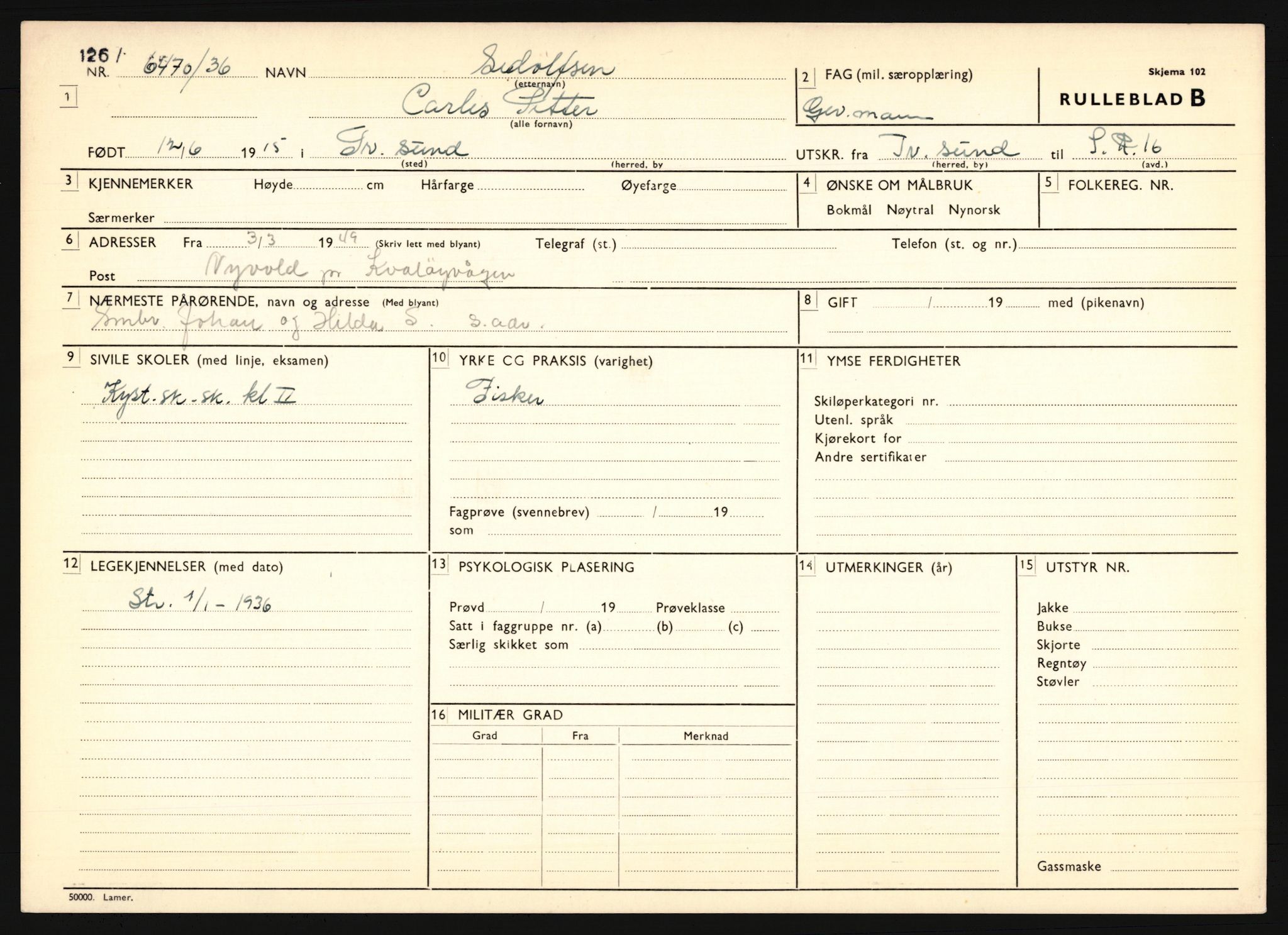 Forsvaret, Troms infanteriregiment nr. 16, AV/RA-RAFA-3146/P/Pa/L0020: Rulleblad for regimentets menige mannskaper, årsklasse 1936, 1936, p. 1181