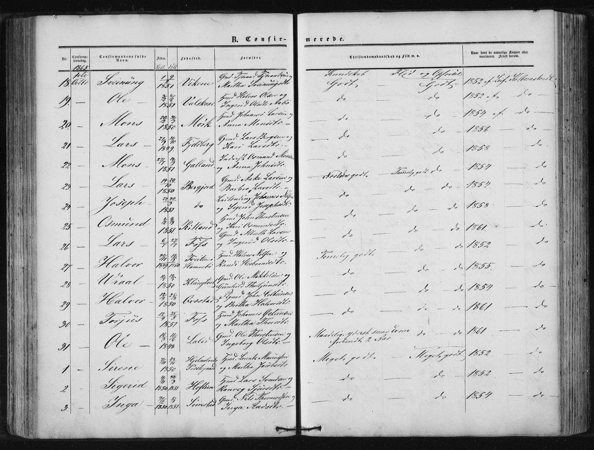 Suldal sokneprestkontor, AV/SAST-A-101845/01/IV/L0009: Parish register (official) no. A 9, 1854-1868