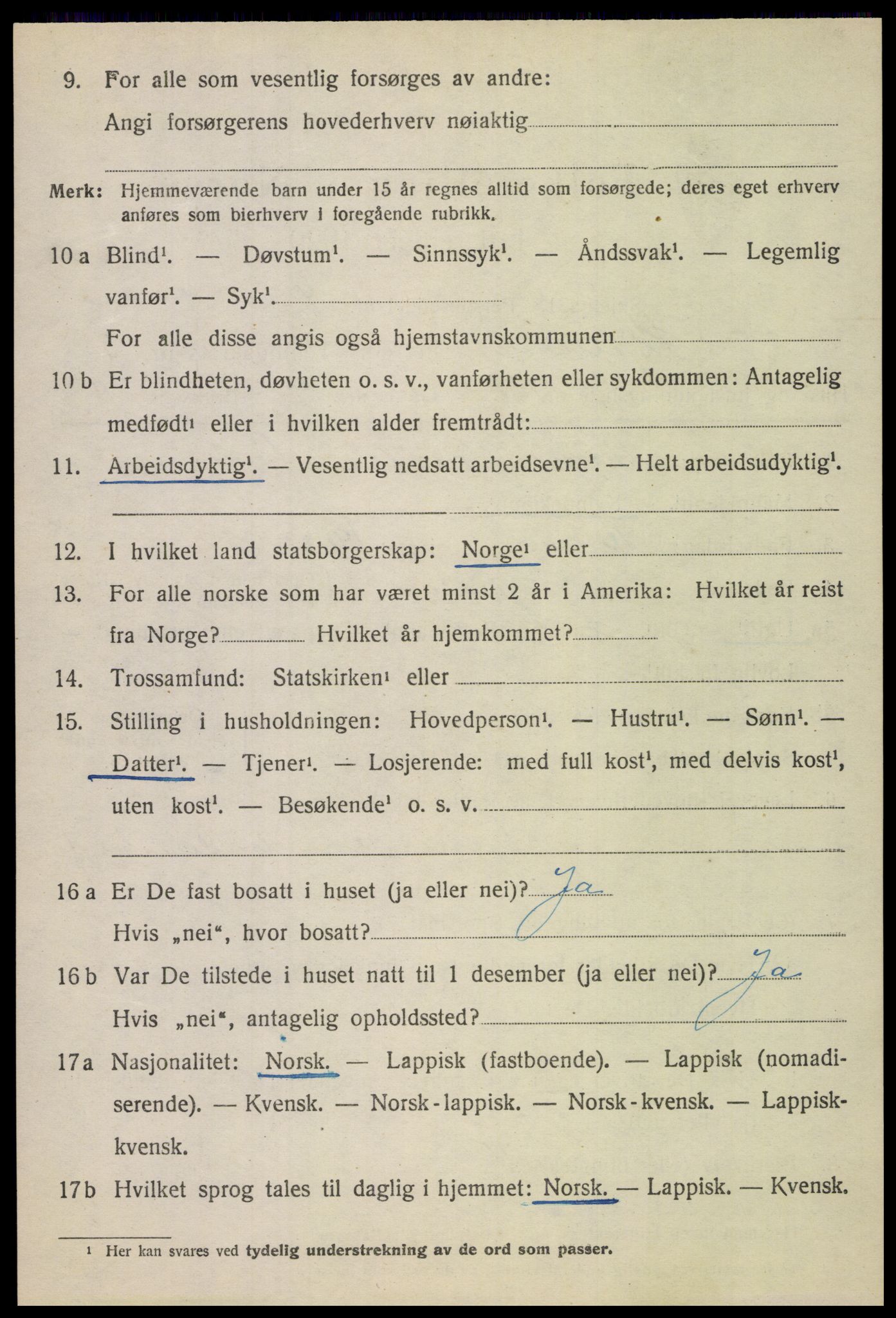 SAT, 1920 census for Skjerstad, 1920, p. 1220