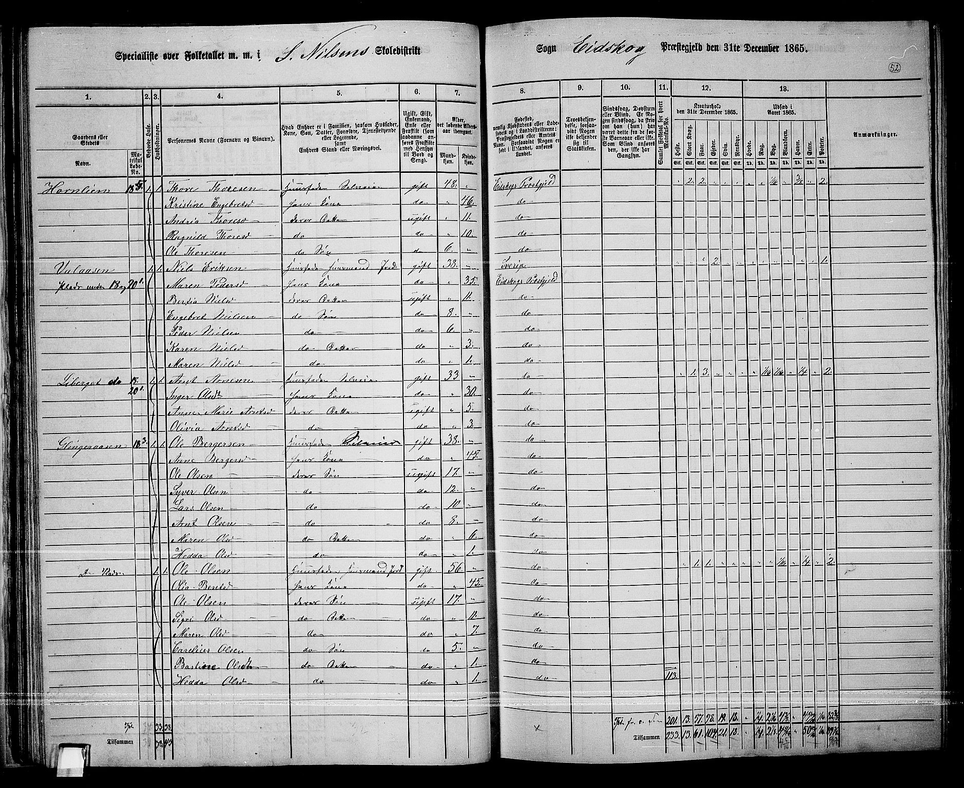 RA, 1865 census for Eidskog, 1865, p. 50