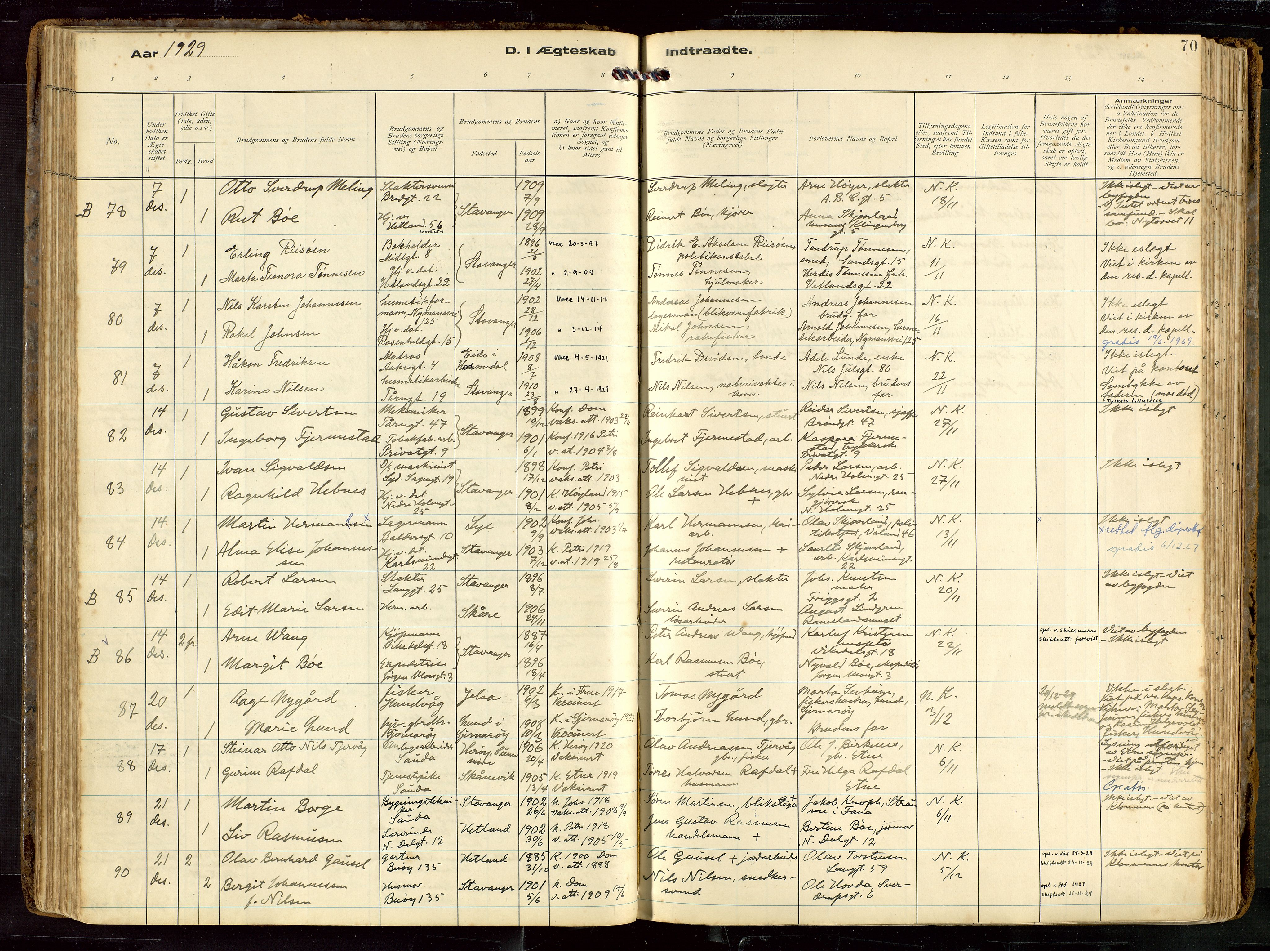 St. Petri sokneprestkontor, AV/SAST-A-101813/002/D/L0002: Parish register (official) no. A 27, 1921-1942, p. 70