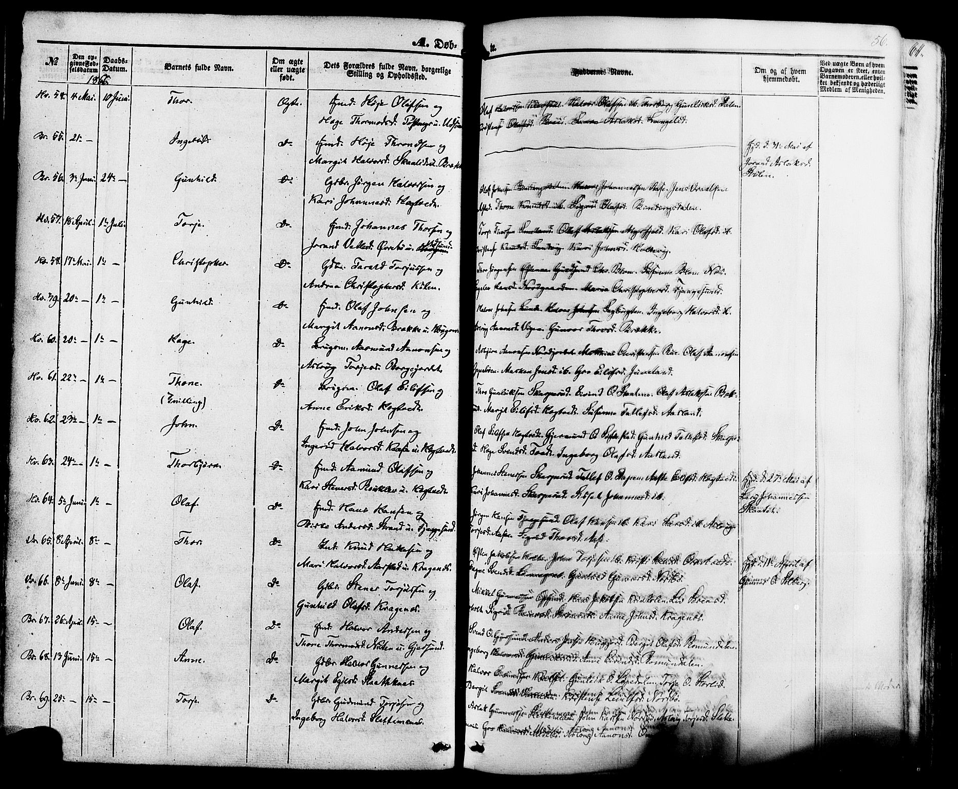 Kviteseid kirkebøker, SAKO/A-276/F/Fa/L0007: Parish register (official) no. I 7, 1859-1881, p. 56