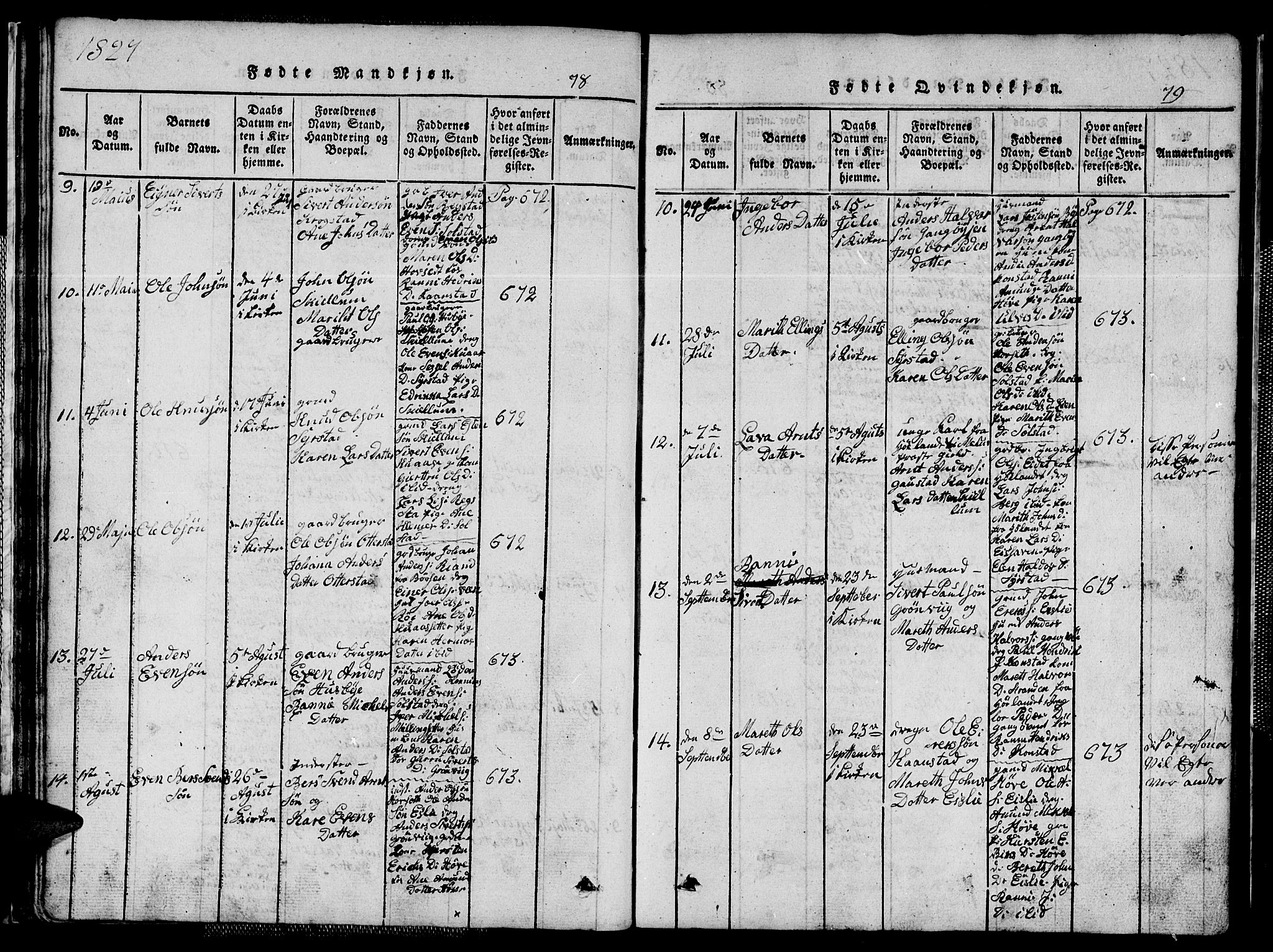 Ministerialprotokoller, klokkerbøker og fødselsregistre - Sør-Trøndelag, SAT/A-1456/667/L0796: Parish register (copy) no. 667C01, 1817-1836, p. 78-79