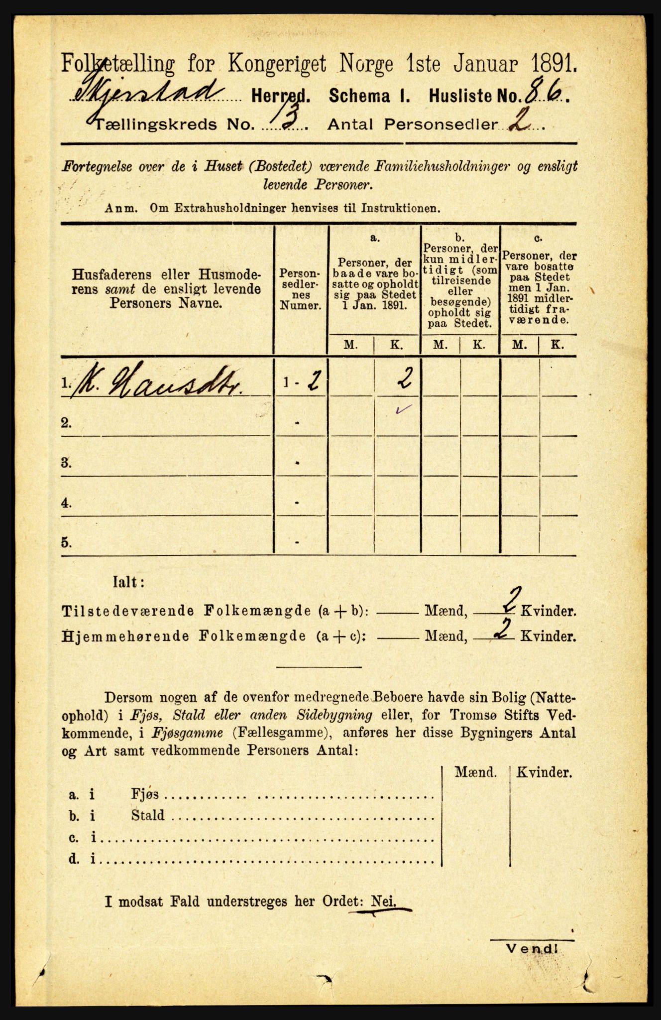 RA, 1891 census for 1842 Skjerstad, 1891, p. 4397