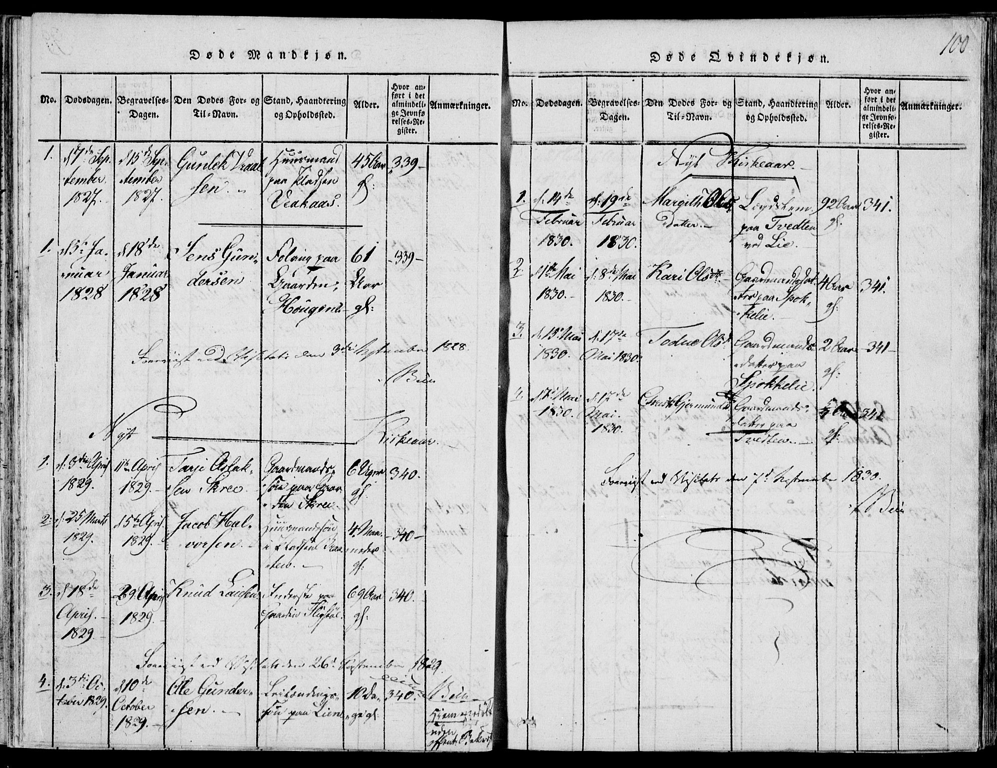 Fyresdal kirkebøker, SAKO/A-263/F/Fb/L0001: Parish register (official) no. II 1, 1815-1854, p. 100