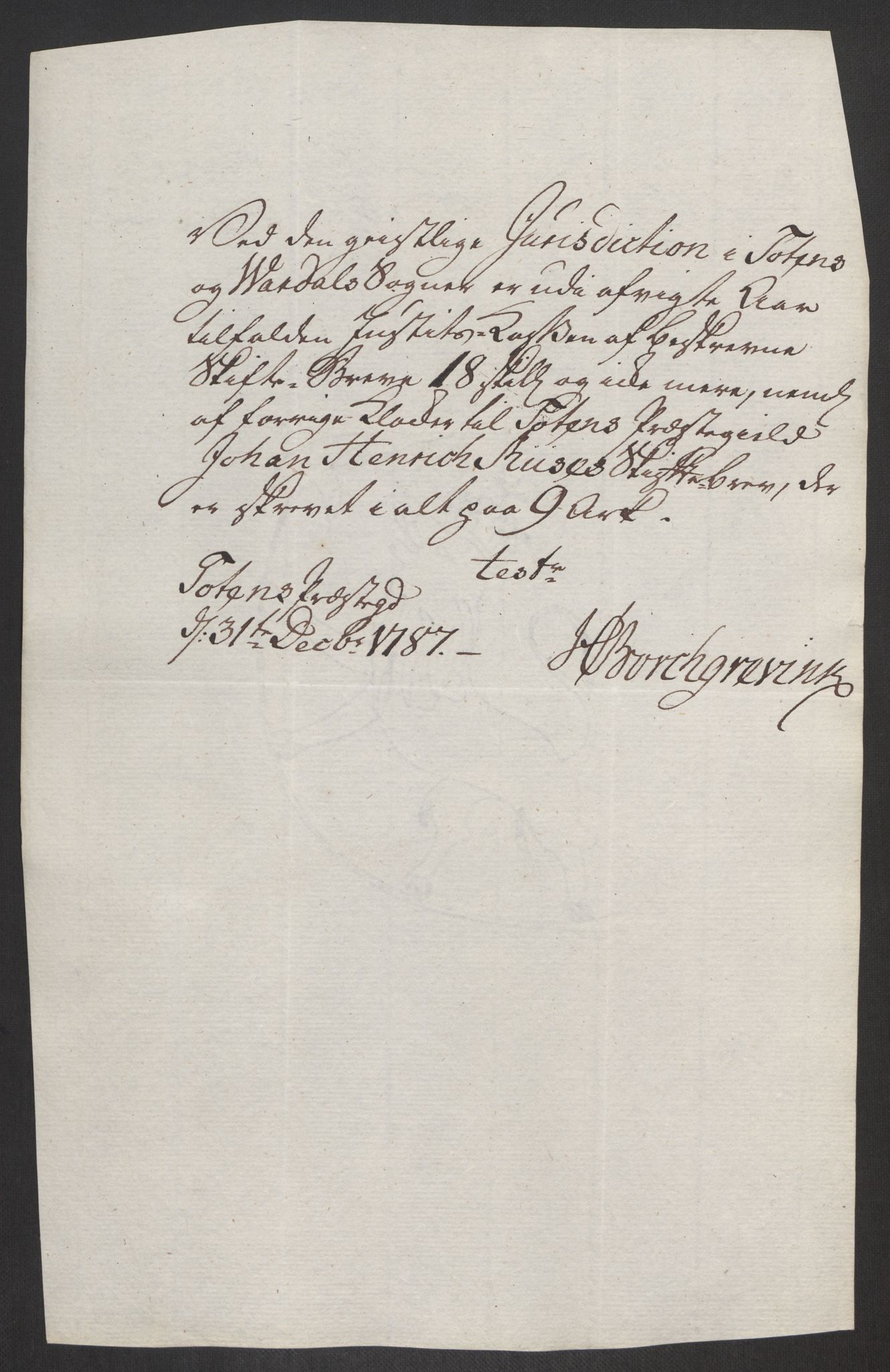 Rentekammeret inntil 1814, Reviderte regnskaper, Fogderegnskap, AV/RA-EA-4092/R19/L1374: Fogderegnskap Toten, Hadeland og Vardal, 1787, p. 378