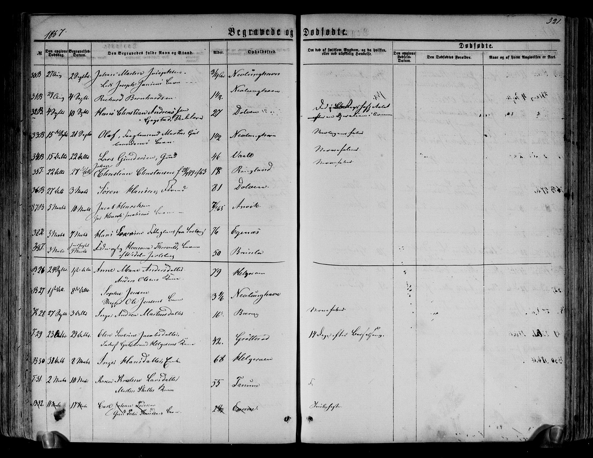 Brunlanes kirkebøker, AV/SAKO-A-342/F/Fa/L0005: Parish register (official) no. I 5, 1862-1877, p. 321