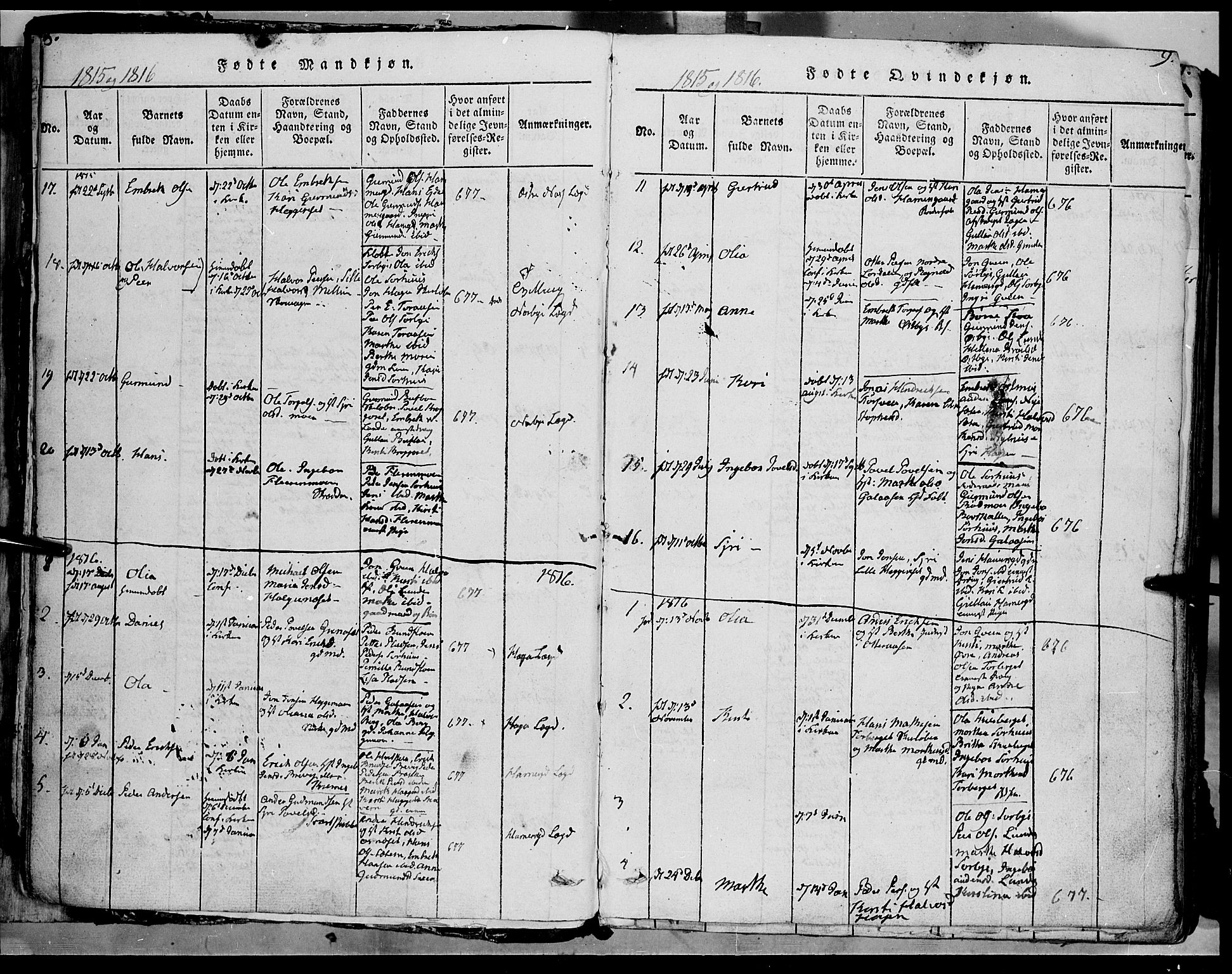 Trysil prestekontor, SAH/PREST-046/H/Ha/Haa/L0003: Parish register (official) no. 3 /1, 1814-1841, p. 8-9