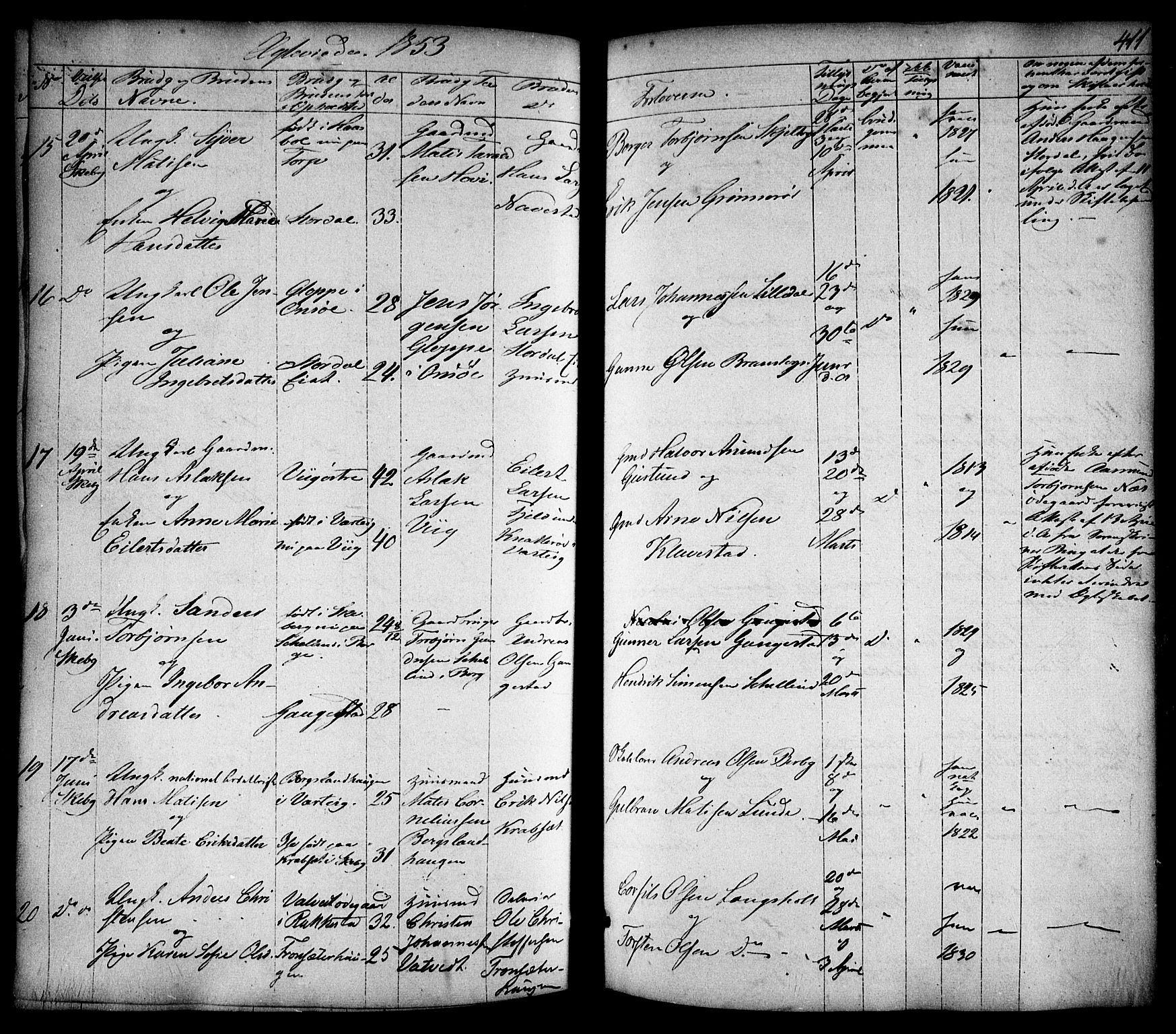 Skjeberg prestekontor Kirkebøker, AV/SAO-A-10923/F/Fa/L0006: Parish register (official) no. I 6, 1846-1858, p. 411