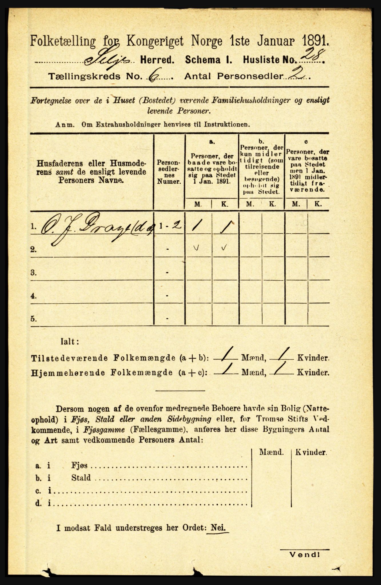 RA, 1891 census for 1441 Selje, 1891, p. 1644