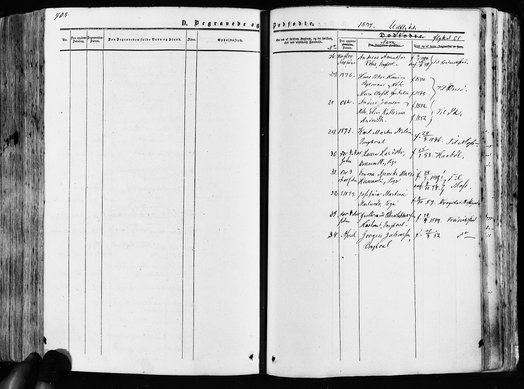 Råde prestekontor kirkebøker, AV/SAO-A-2009/F/Fa/L0006: Parish register (official) no. 6, 1854-1877, p. 408