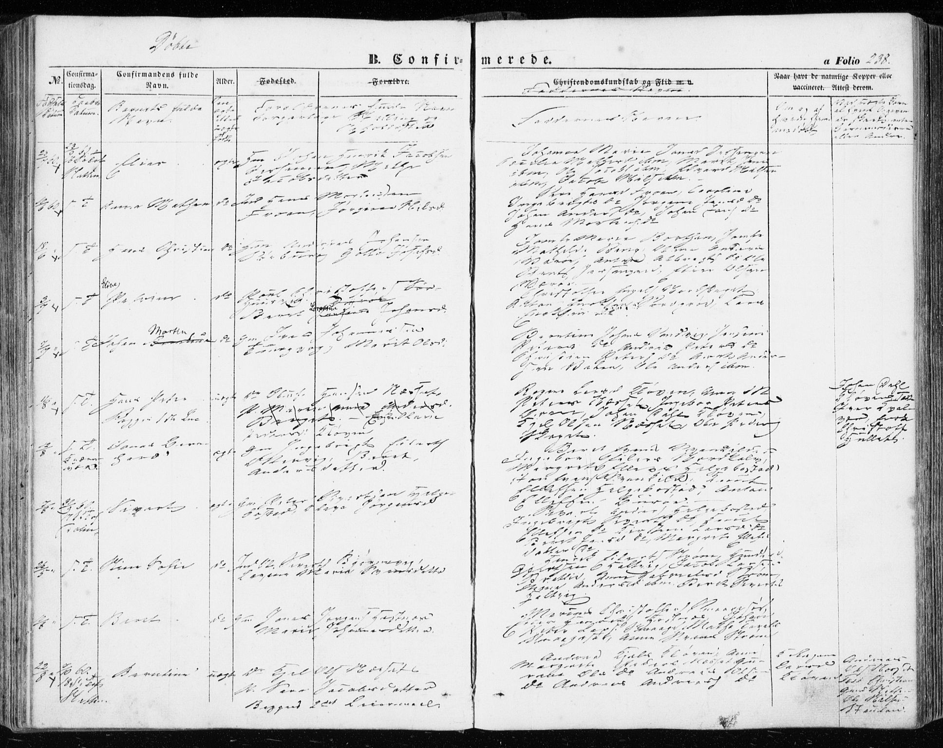 Ministerialprotokoller, klokkerbøker og fødselsregistre - Sør-Trøndelag, AV/SAT-A-1456/634/L0530: Parish register (official) no. 634A06, 1852-1860, p. 238