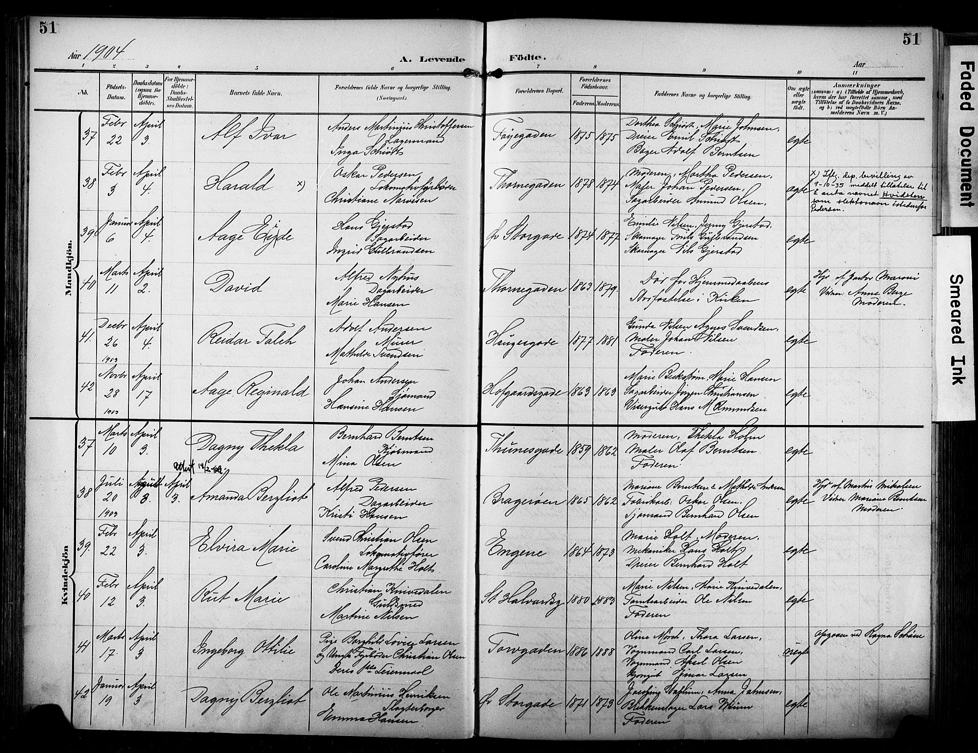 Bragernes kirkebøker, AV/SAKO-A-6/F/Fb/L0009: Parish register (official) no. II 9, 1902-1911, p. 51