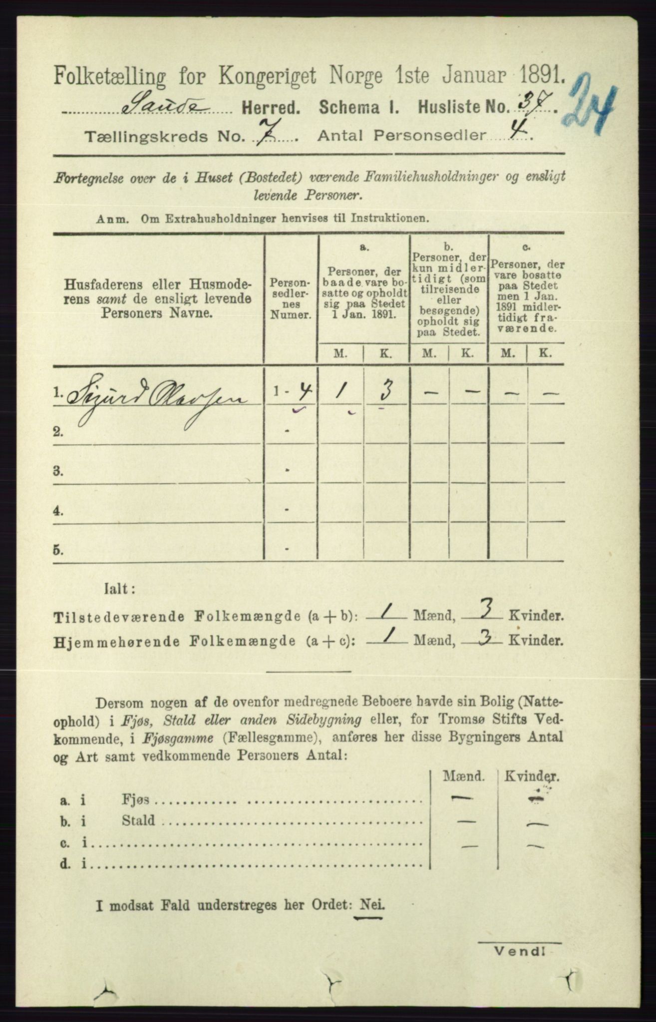 RA, 1891 census for 0822 Sauherad, 1891, p. 2020