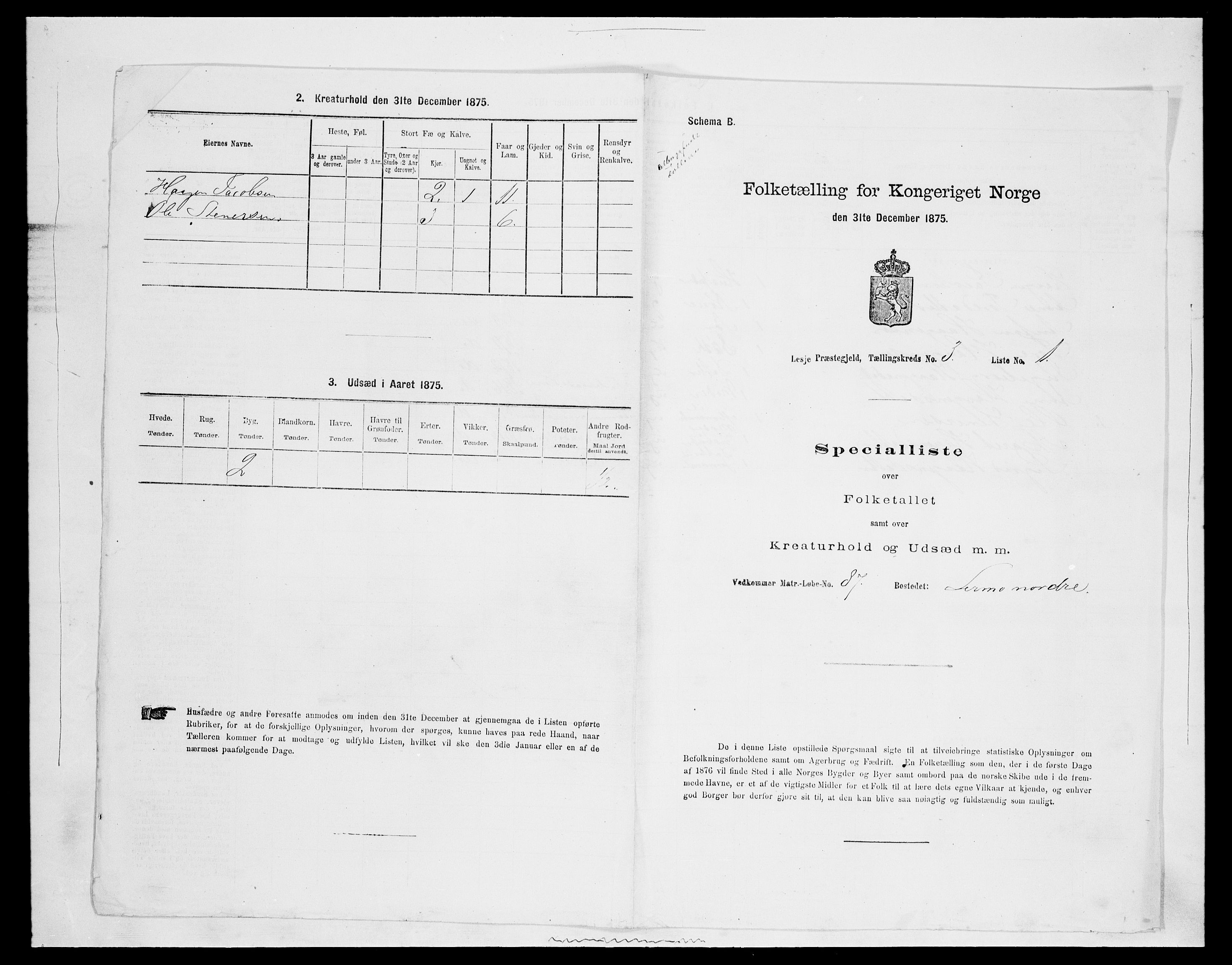 SAH, 1875 census for 0512P Lesja, 1875, p. 371