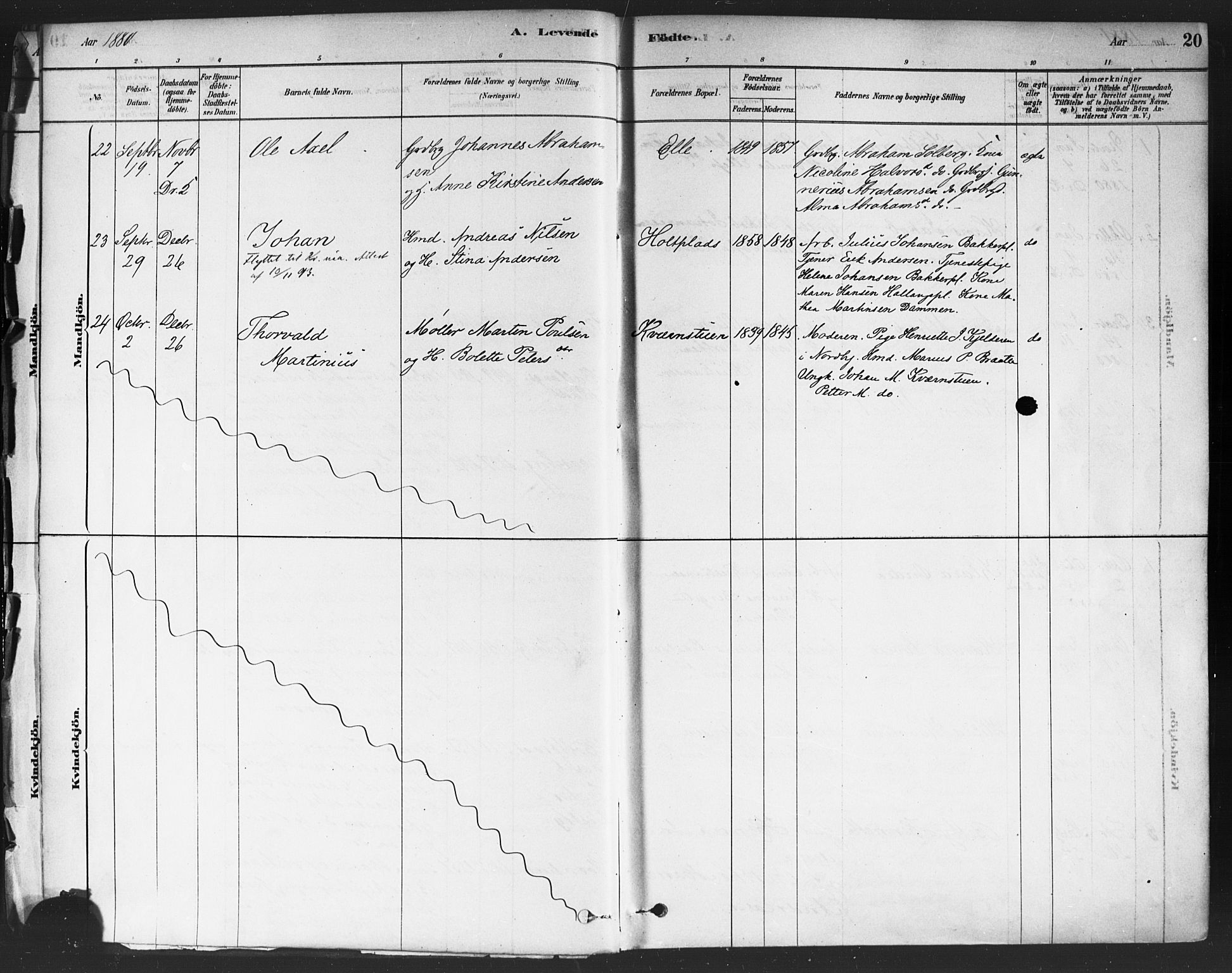 Drøbak prestekontor Kirkebøker, SAO/A-10142a/F/Fc/L0002: Parish register (official) no. III 2, 1878-1891, p. 20