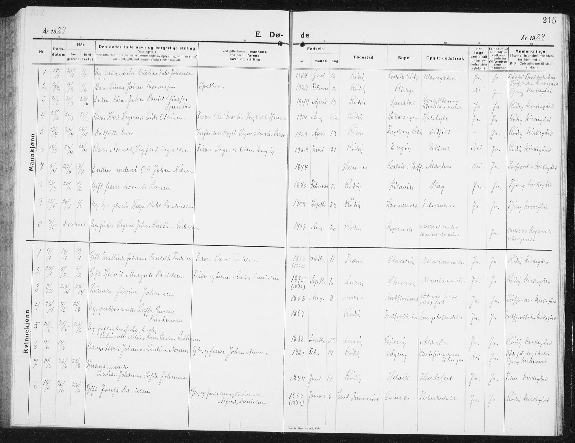 Ministerialprotokoller, klokkerbøker og fødselsregistre - Nordland, SAT/A-1459/841/L0622: Parish register (copy) no. 841C06, 1924-1942, p. 215