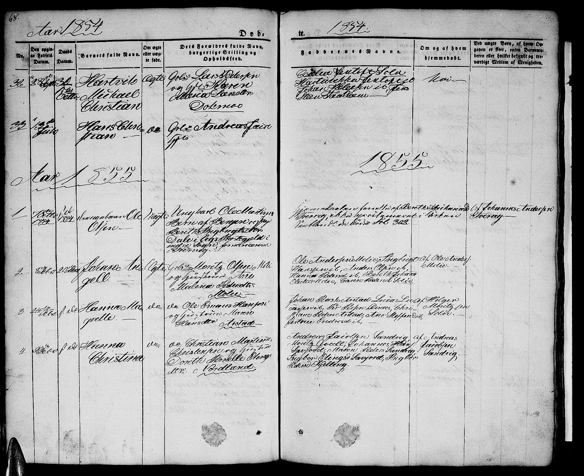 Ministerialprotokoller, klokkerbøker og fødselsregistre - Nordland, AV/SAT-A-1459/846/L0652: Parish register (copy) no. 846C02, 1841-1871, p. 68