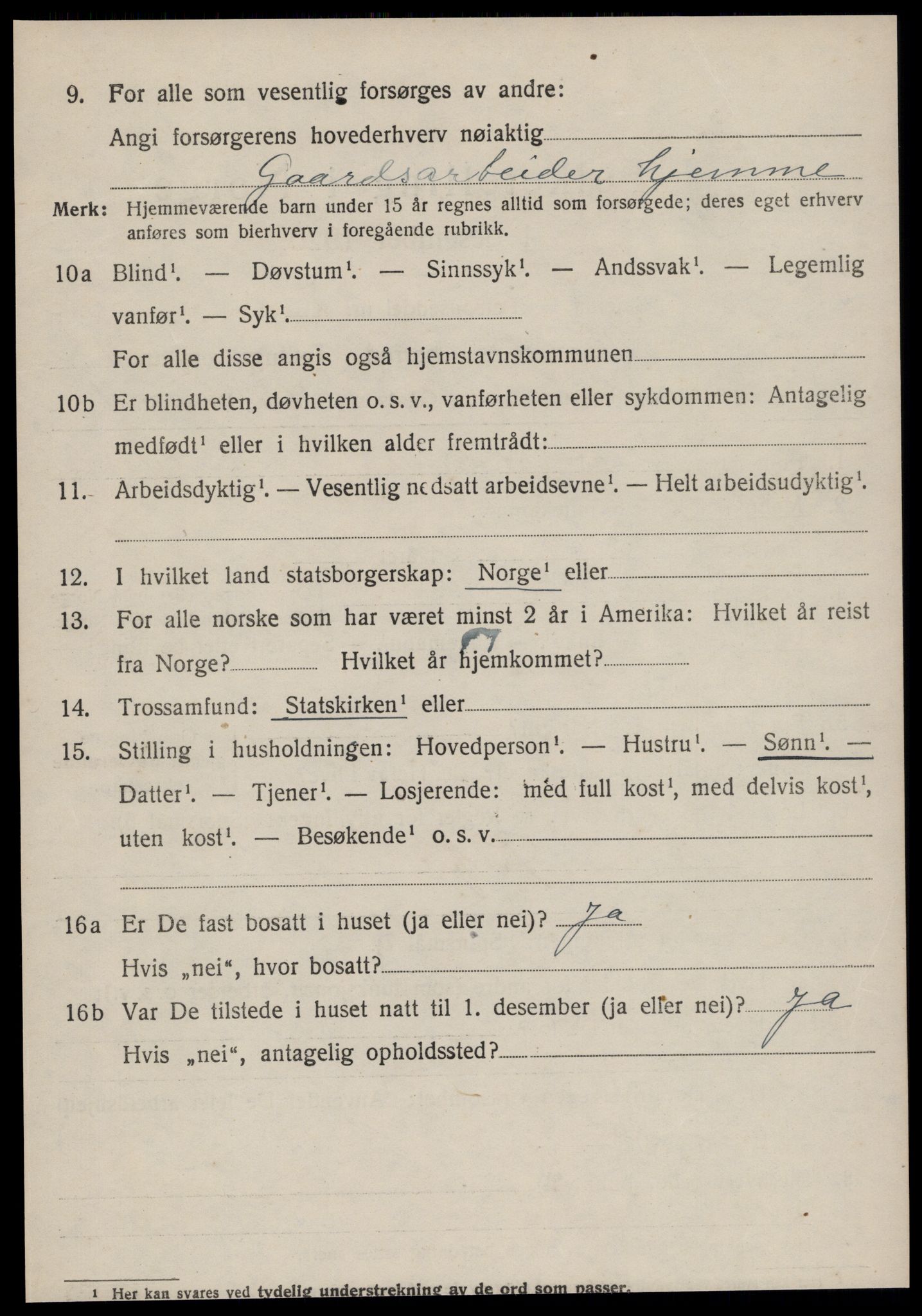 SAT, 1920 census for Volda, 1920, p. 8297