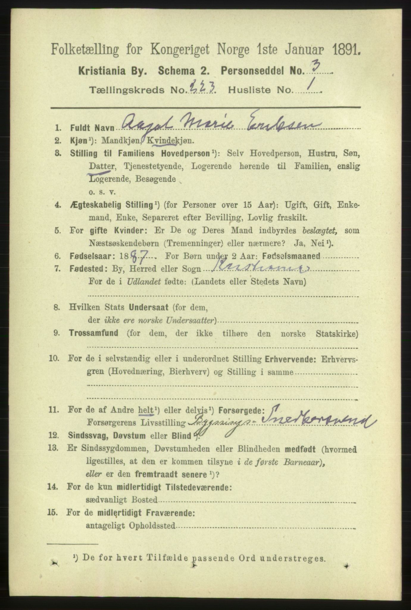 RA, 1891 census for 0301 Kristiania, 1891, p. 134208