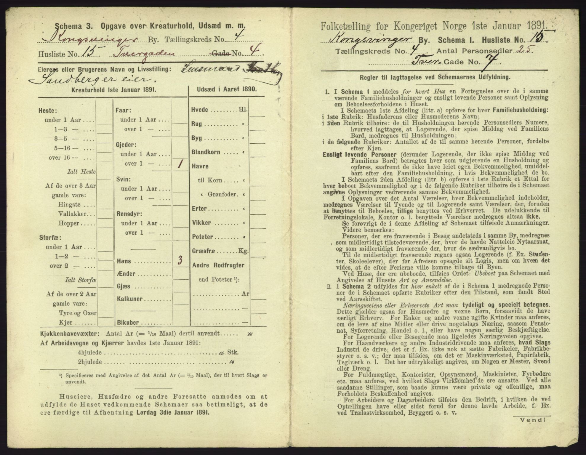 RA, 1891 census for 0402 Kongsvinger, 1891, p. 277