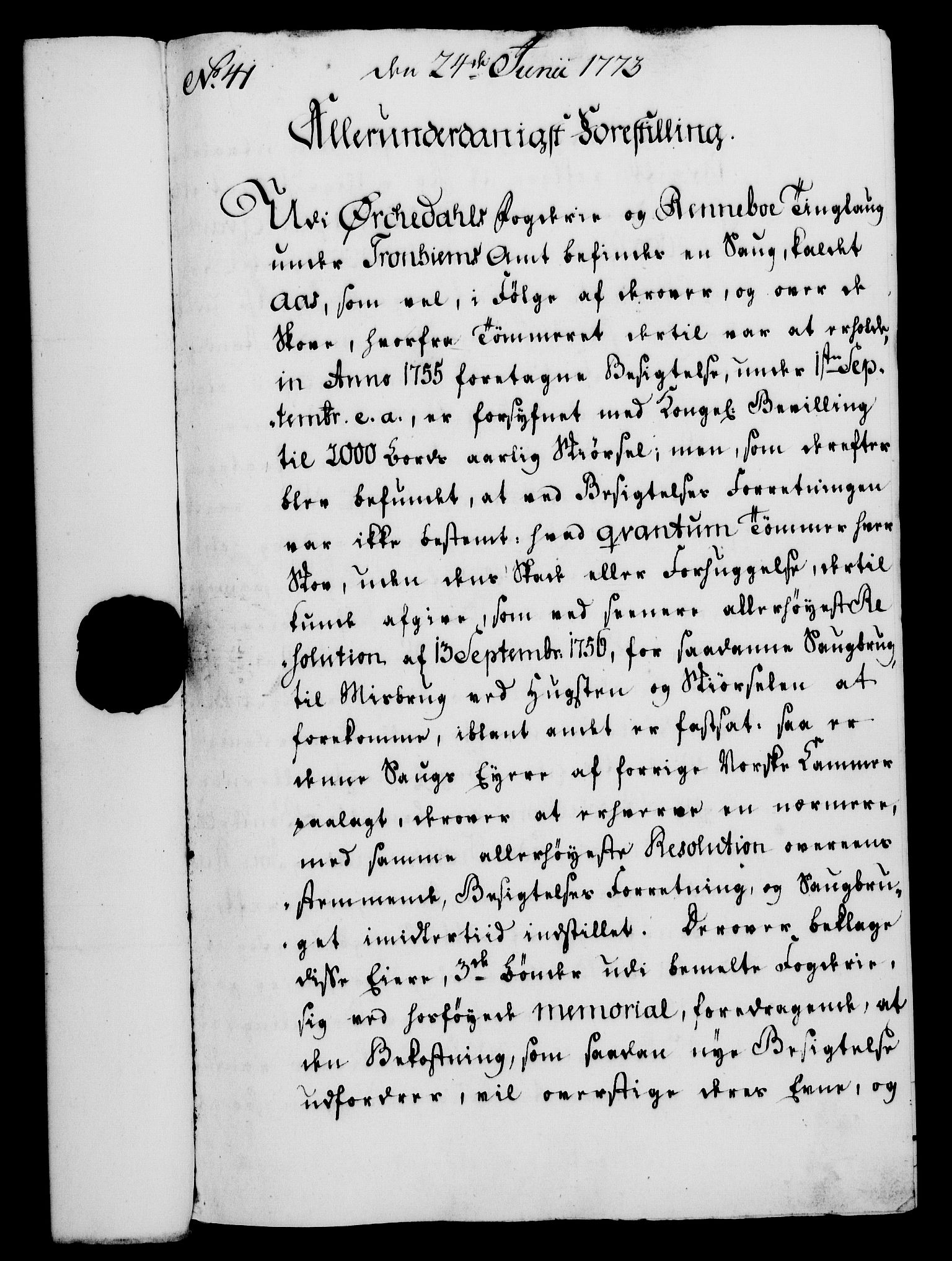 Rentekammeret, Kammerkanselliet, RA/EA-3111/G/Gf/Gfa/L0055: Norsk relasjons- og resolusjonsprotokoll (merket RK 52.55), 1773, p. 154