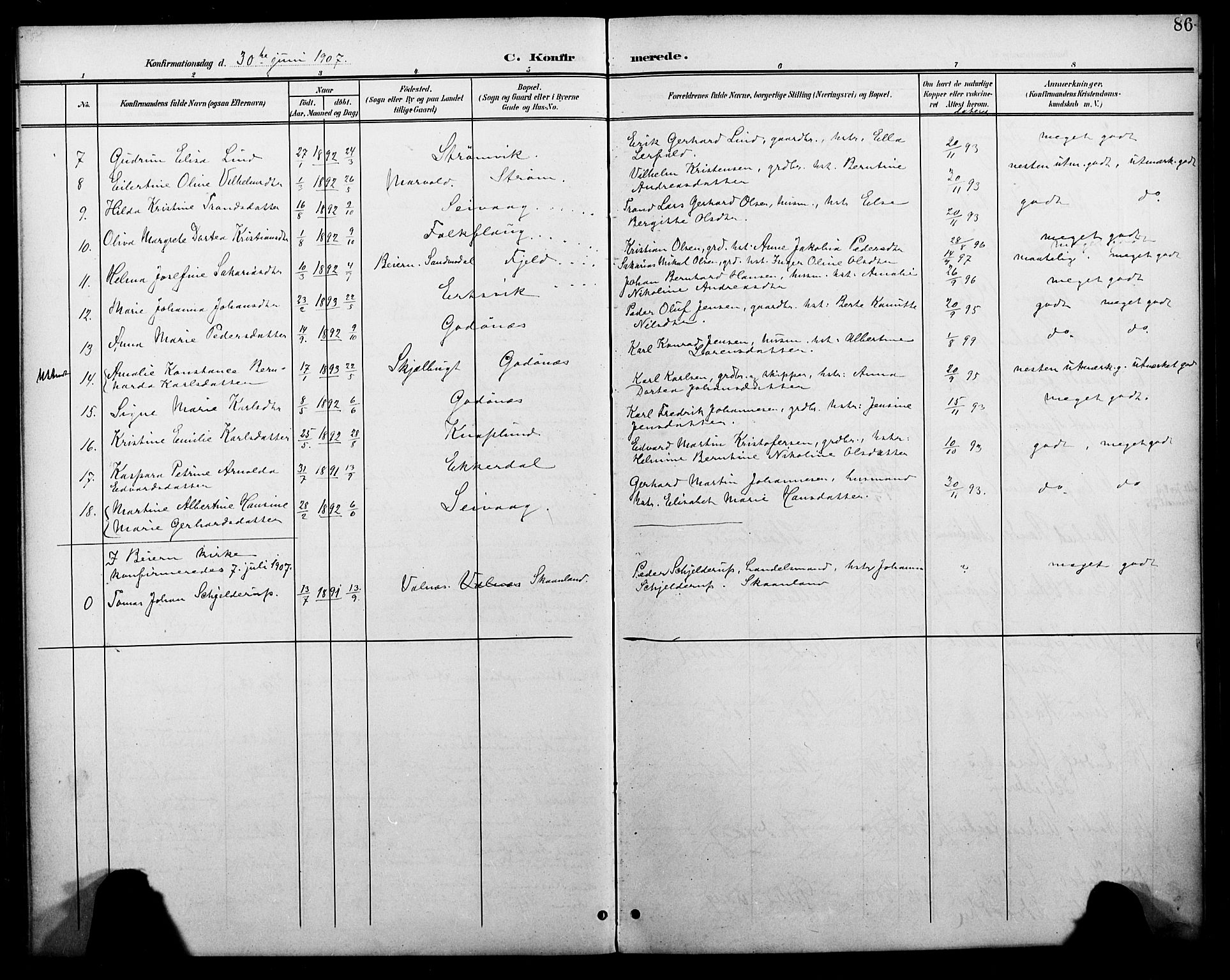 Ministerialprotokoller, klokkerbøker og fødselsregistre - Nordland, AV/SAT-A-1459/804/L0088: Parish register (copy) no. 804C01, 1901-1917, p. 86