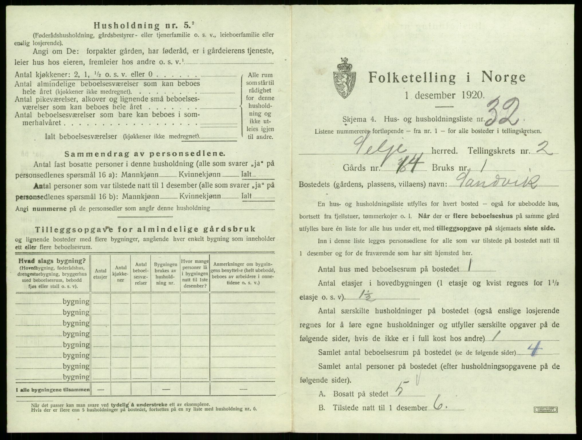 SAB, 1920 census for Selje, 1920, p. 192