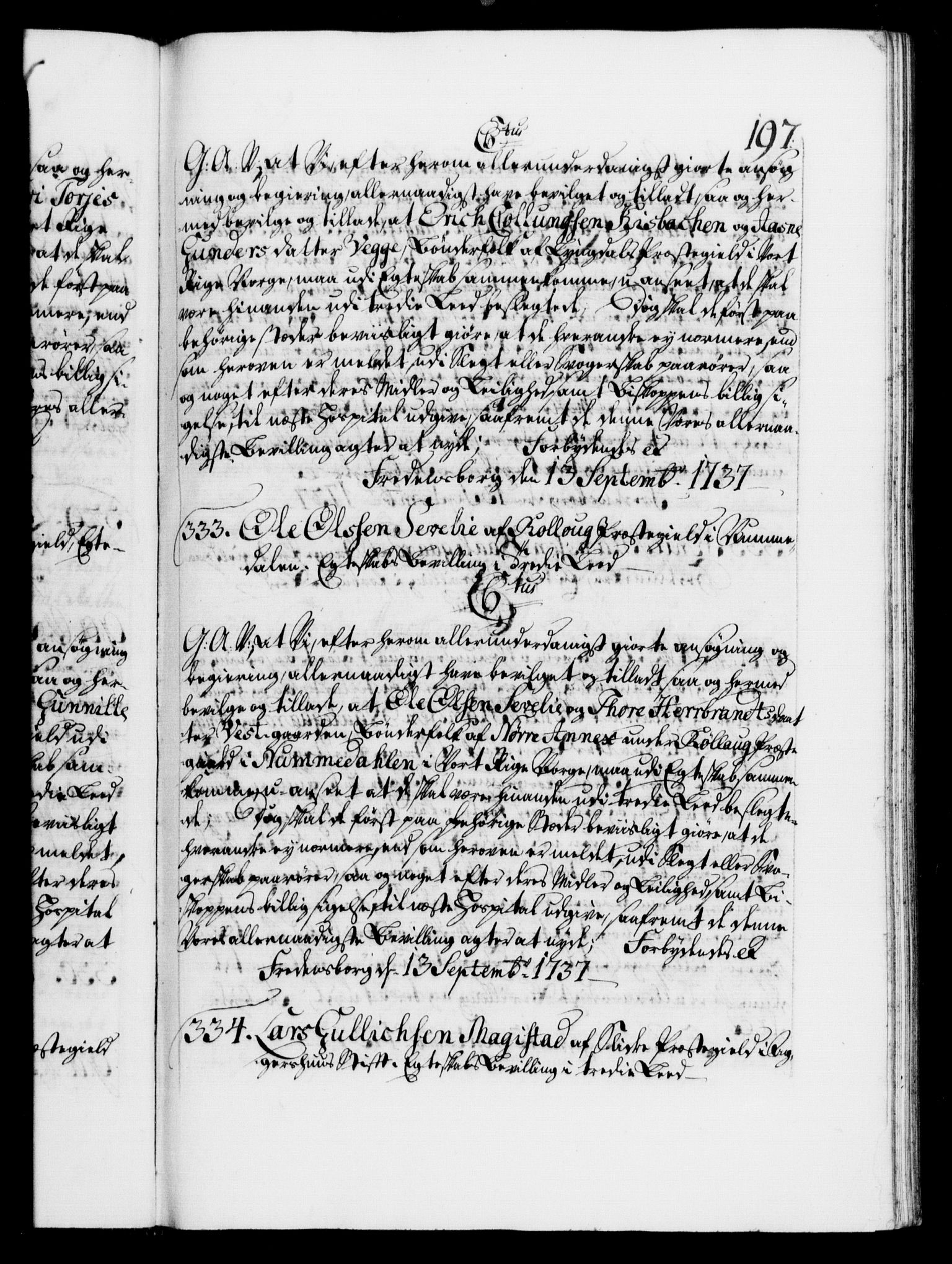 Danske Kanselli 1572-1799, RA/EA-3023/F/Fc/Fca/Fcaa/L0030: Norske registre, 1737-1738, p. 197a