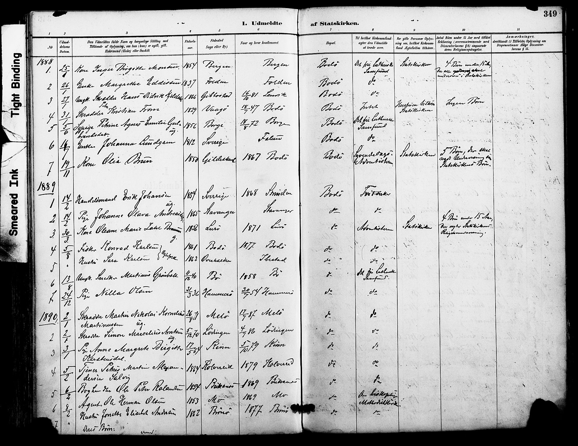 Ministerialprotokoller, klokkerbøker og fødselsregistre - Nordland, AV/SAT-A-1459/801/L0010: Parish register (official) no. 801A10, 1888-1899, p. 349