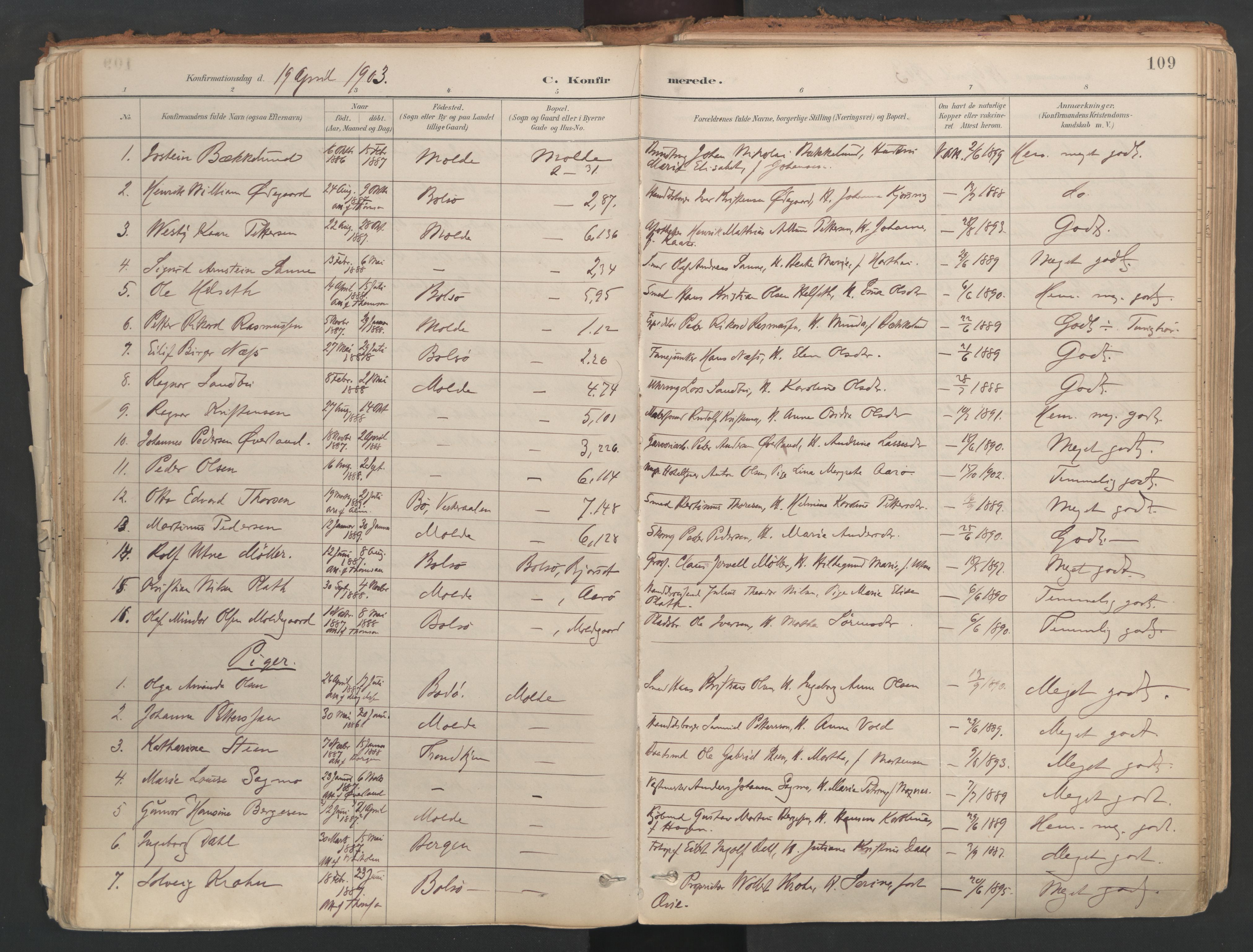 Ministerialprotokoller, klokkerbøker og fødselsregistre - Møre og Romsdal, AV/SAT-A-1454/558/L0692: Parish register (official) no. 558A06, 1887-1971, p. 109