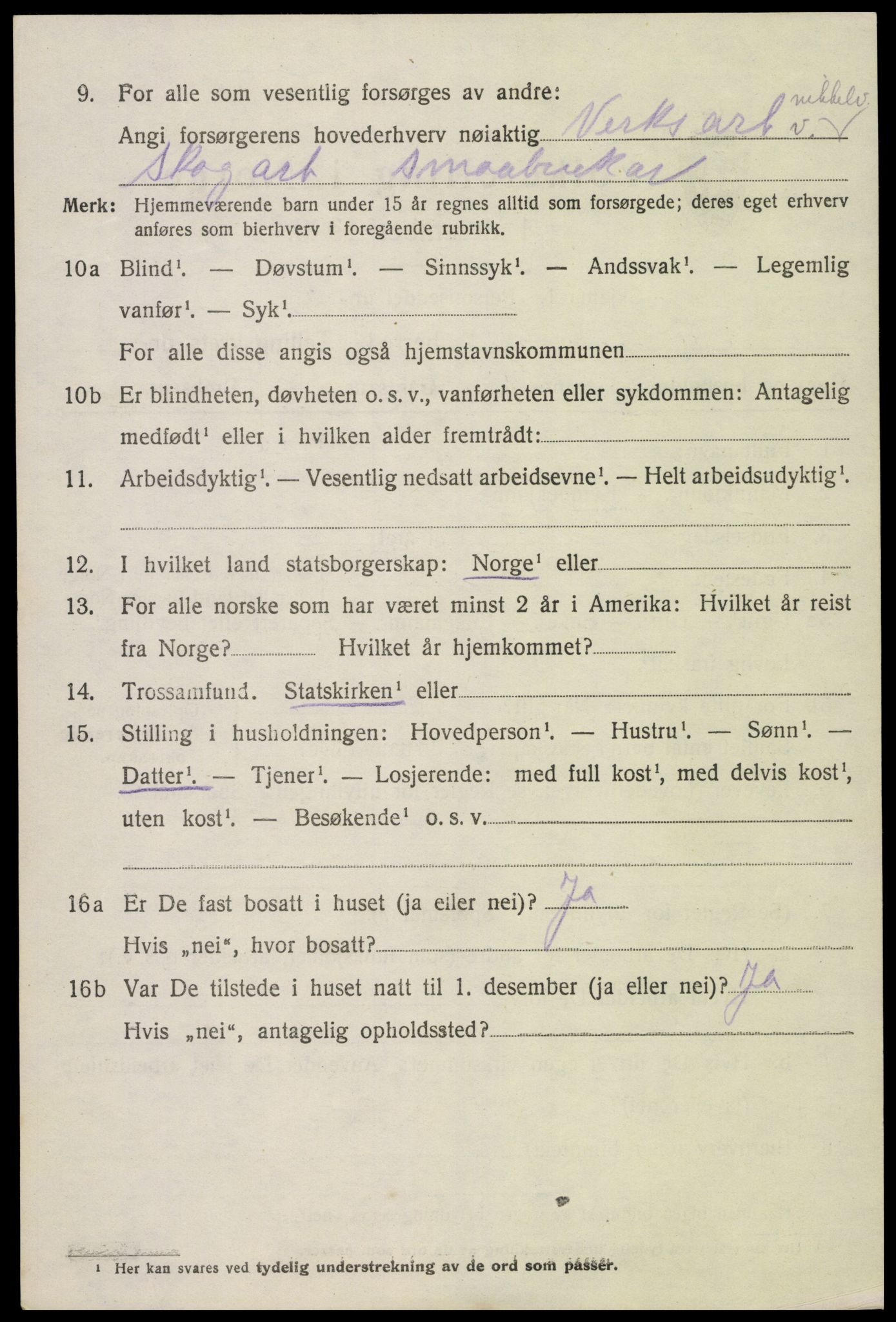 SAK, 1920 census for Hornnes, 1920, p. 976