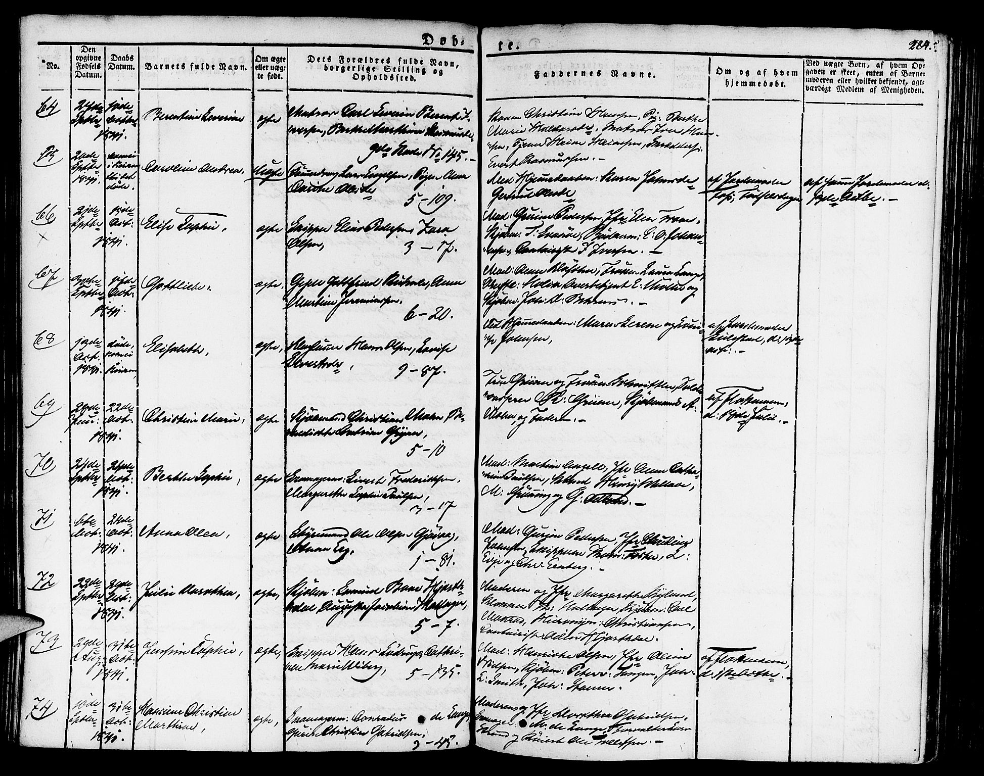 Nykirken Sokneprestembete, AV/SAB-A-77101/H/Haa/L0012: Parish register (official) no. A 12, 1821-1844, p. 284
